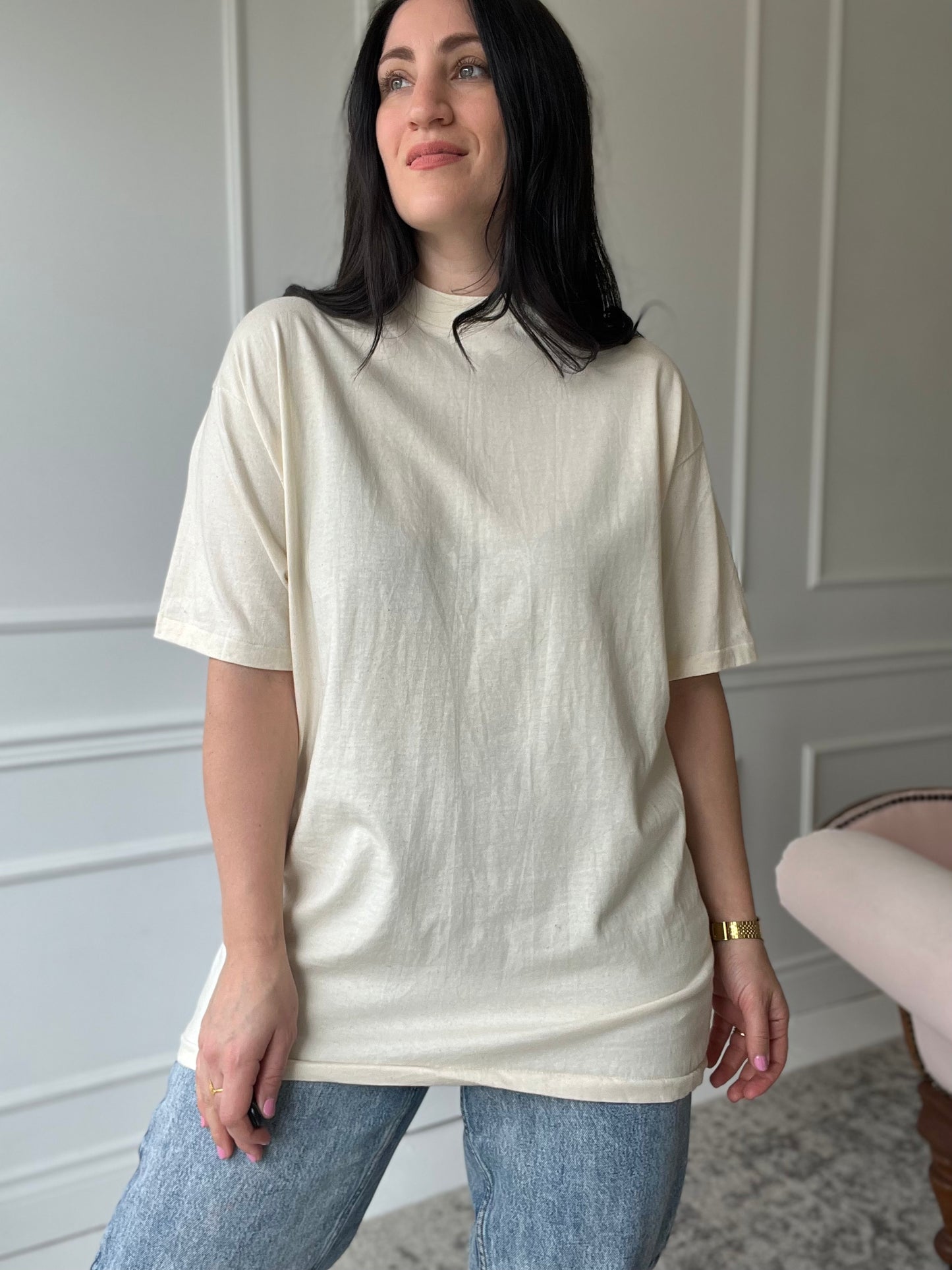 Vintage Beefy-T Hanes Oatmeal T-Shirt  - Size Mens XL