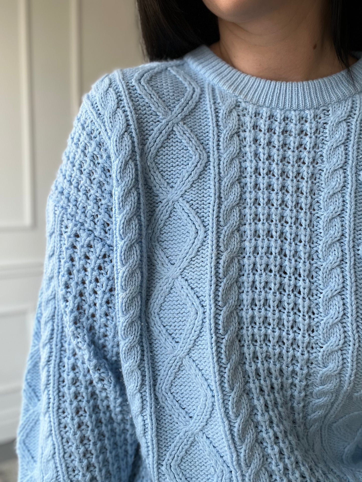 Baby Blue Knit Sweater - L