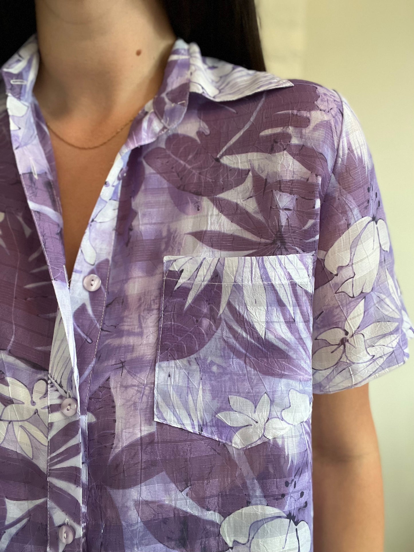 Lavender Floral Shirt - Size L