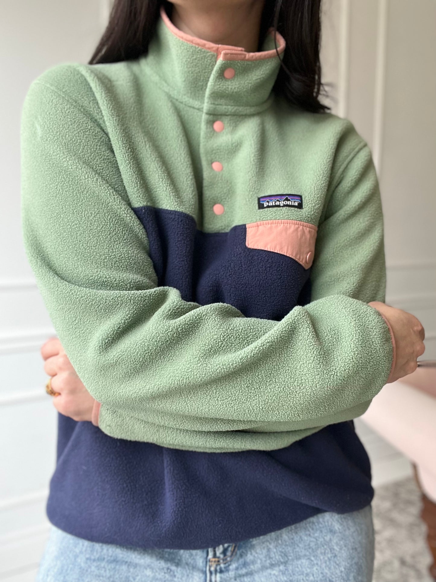 Patagonia Synchilla Sage & Pink - Size L