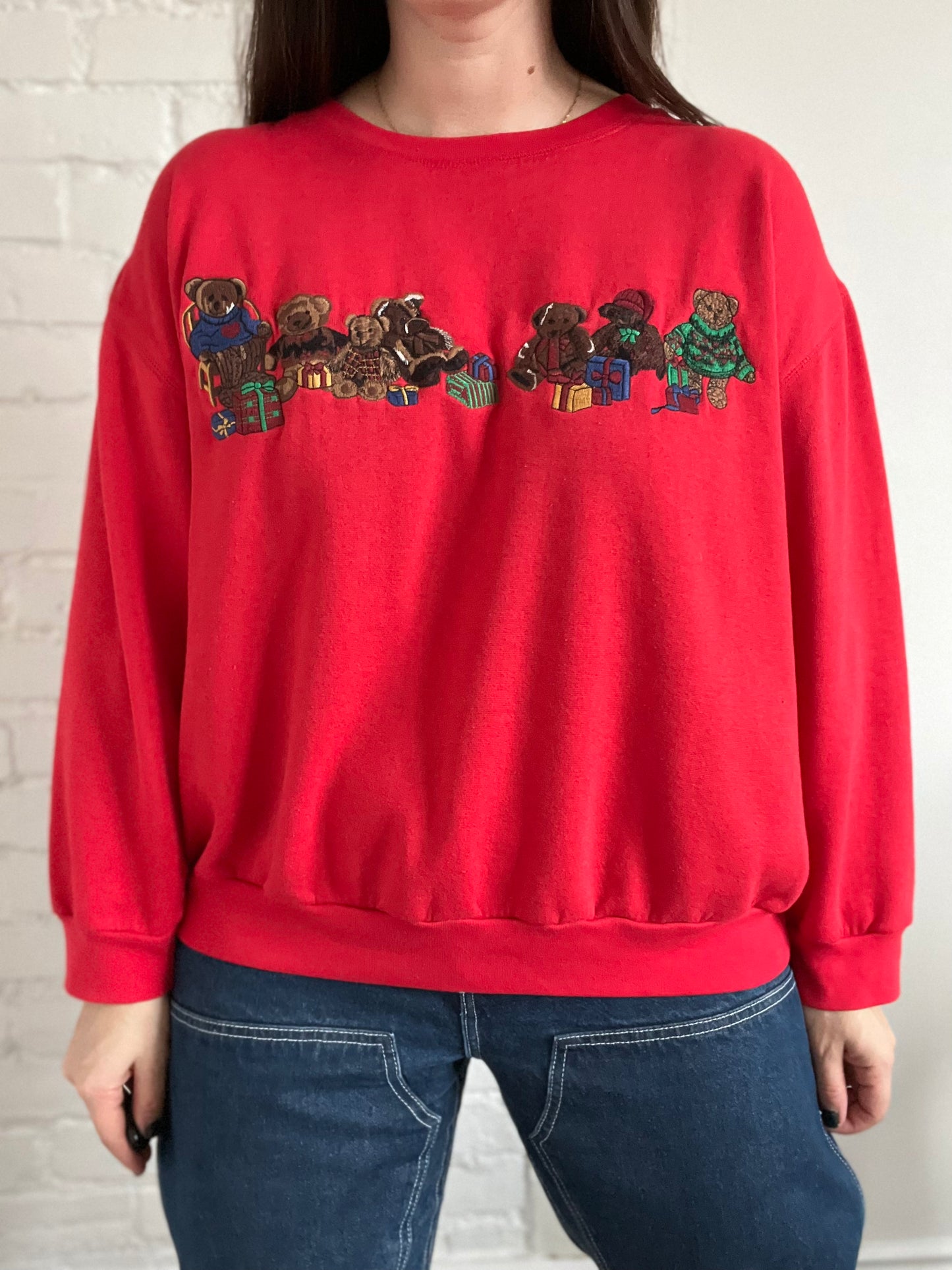 Vintage Teddy Bear Holiday Sweater - L