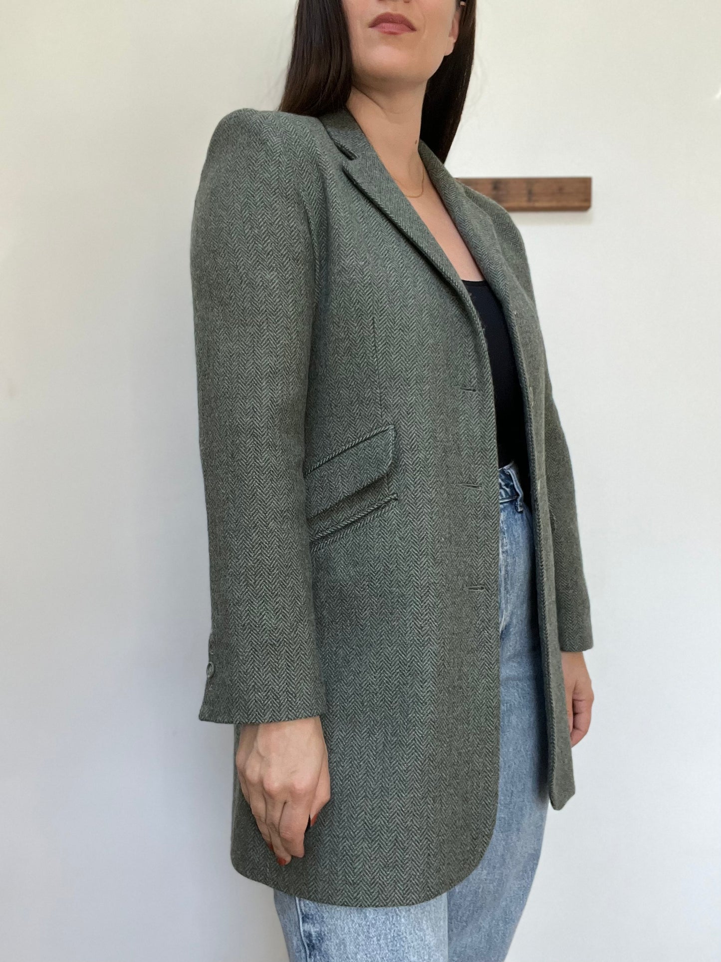 Chevron Sage Long Blazer - Size 8