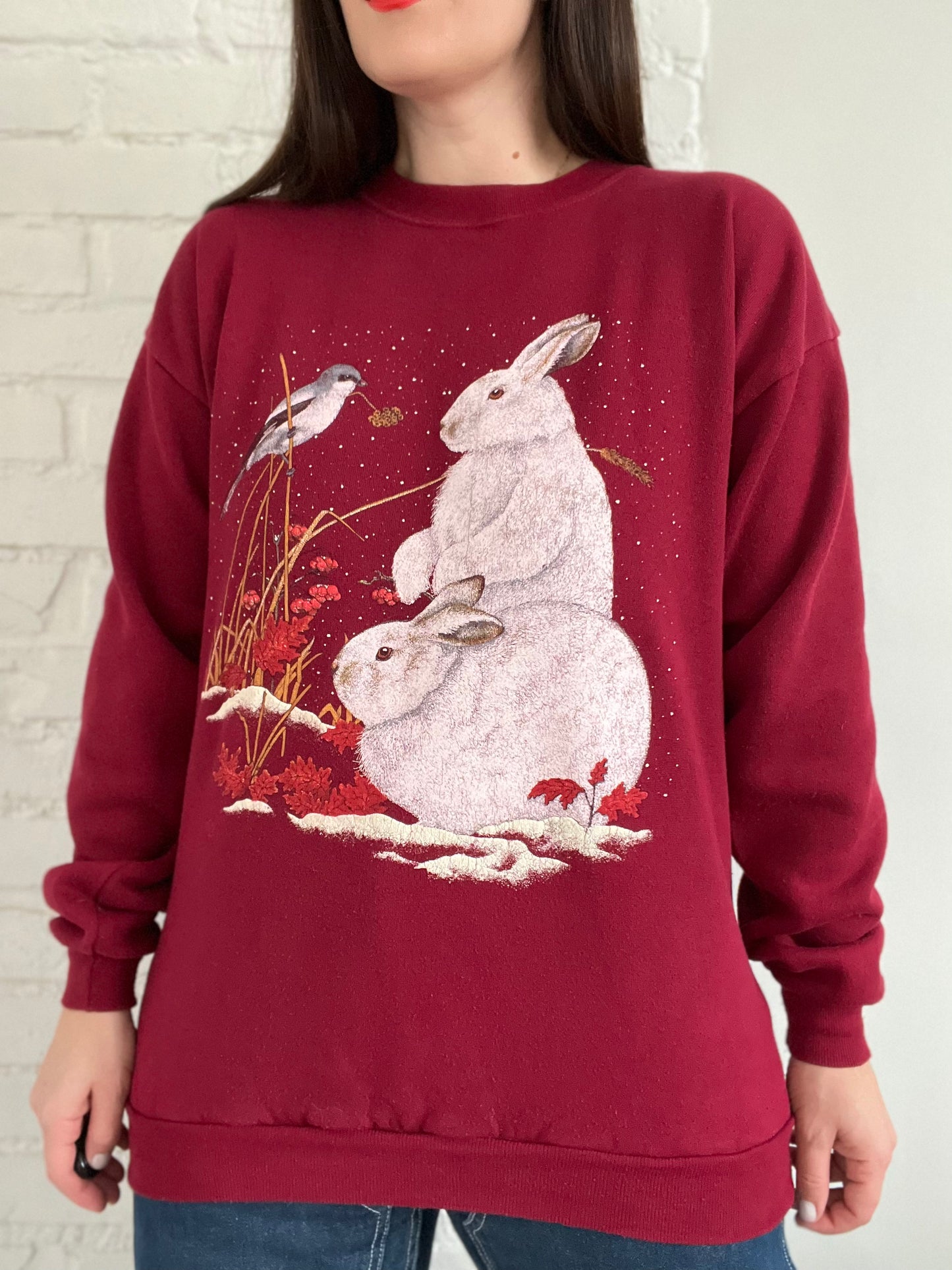 Northern Shrike & Bunnies Crewneck - L