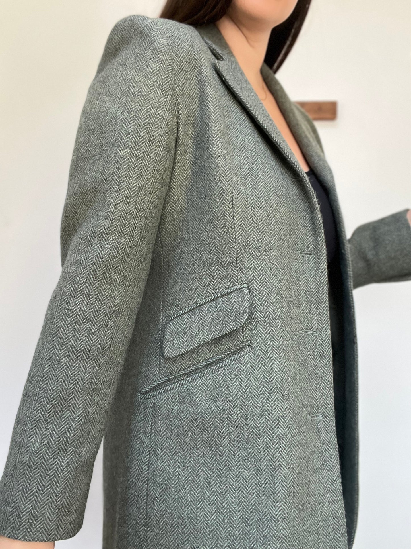Chevron Sage Long Blazer - Size 8