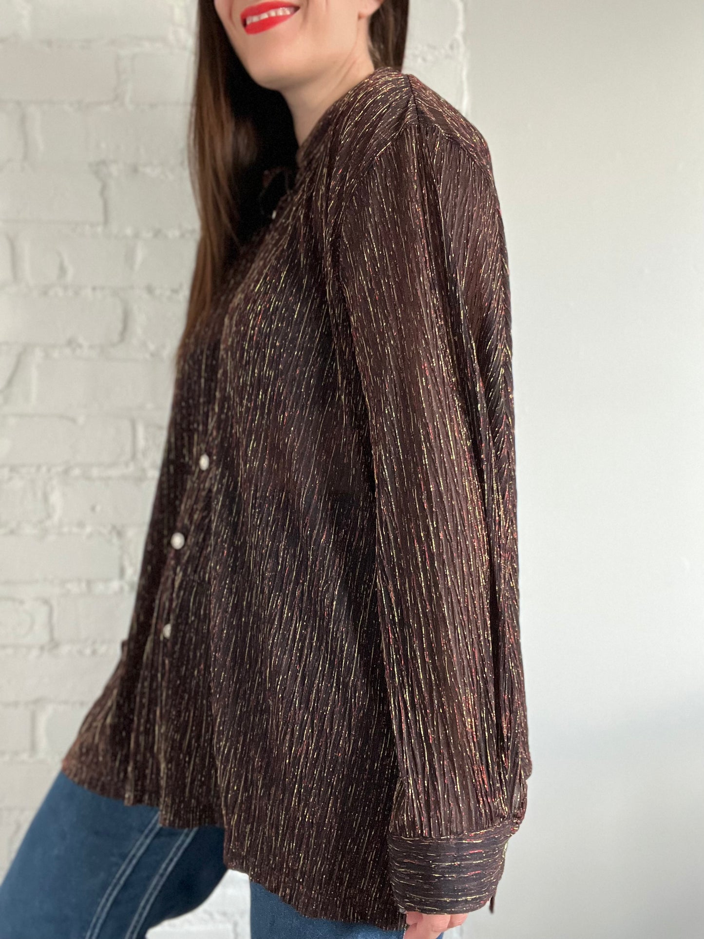 Metallic Relaxed Dress Shirt - Size 22