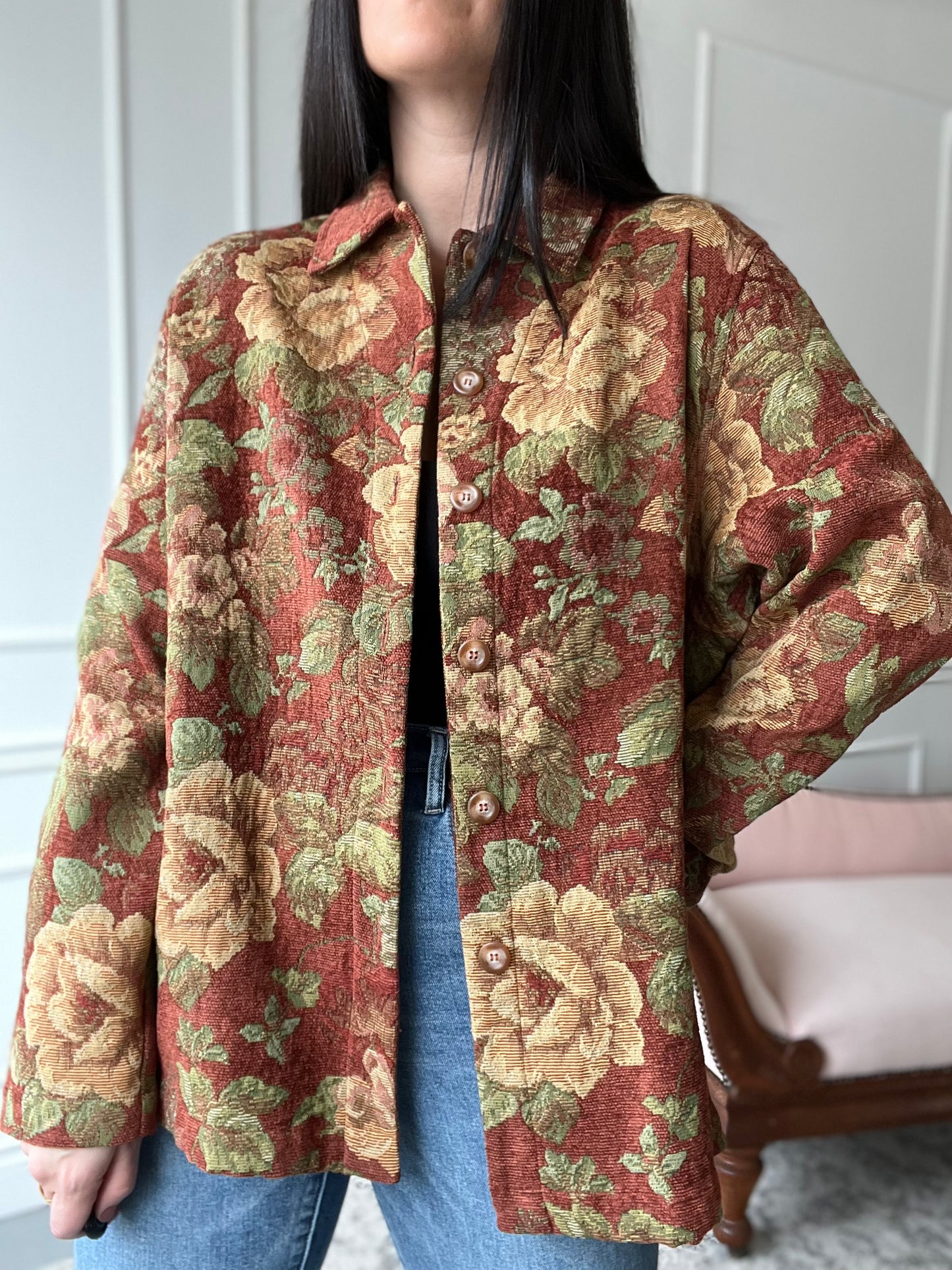 Big Rose Cotton Texture Jacket - XL