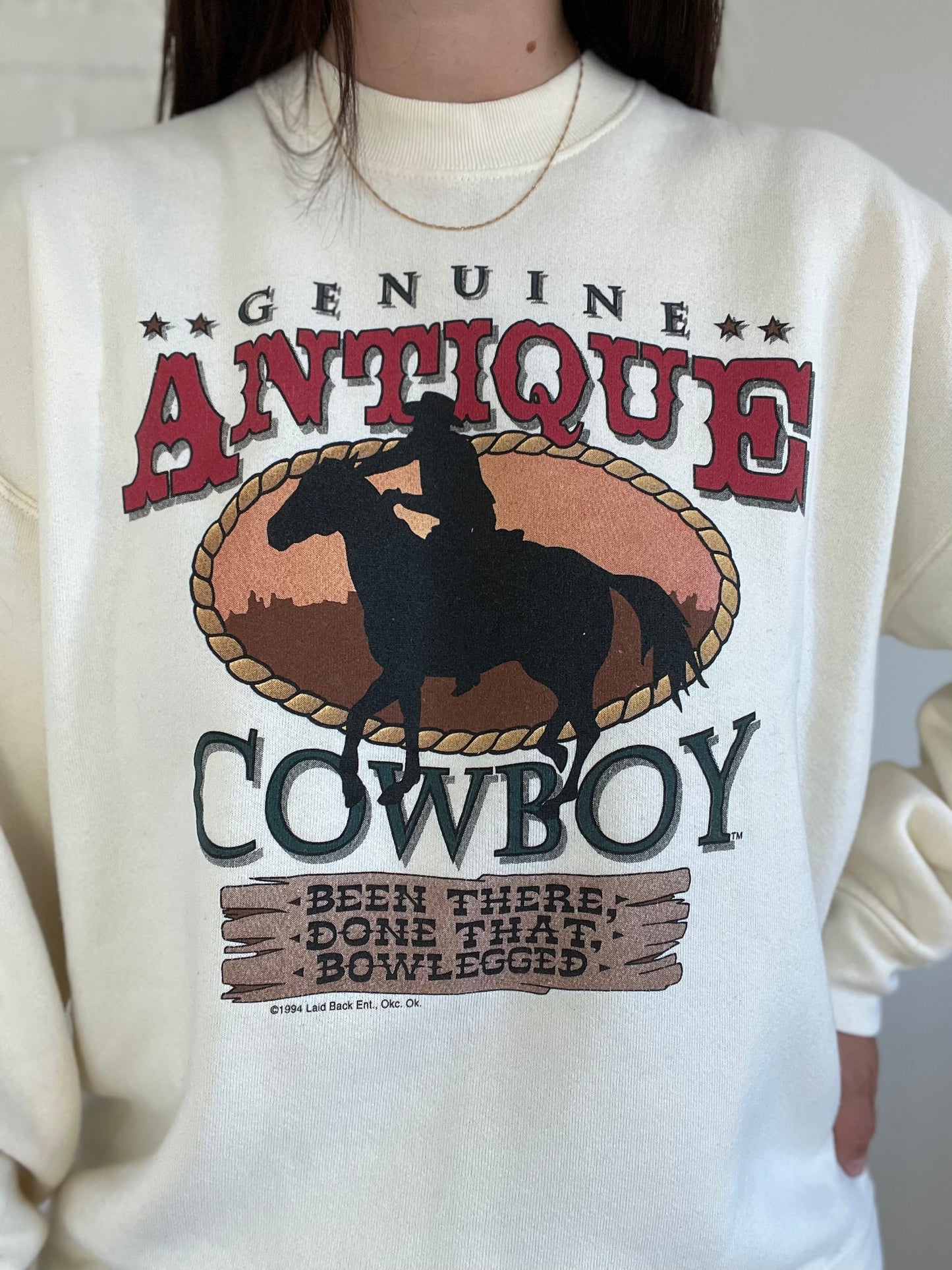 Antique Cowboy Sweater - Size L/XL