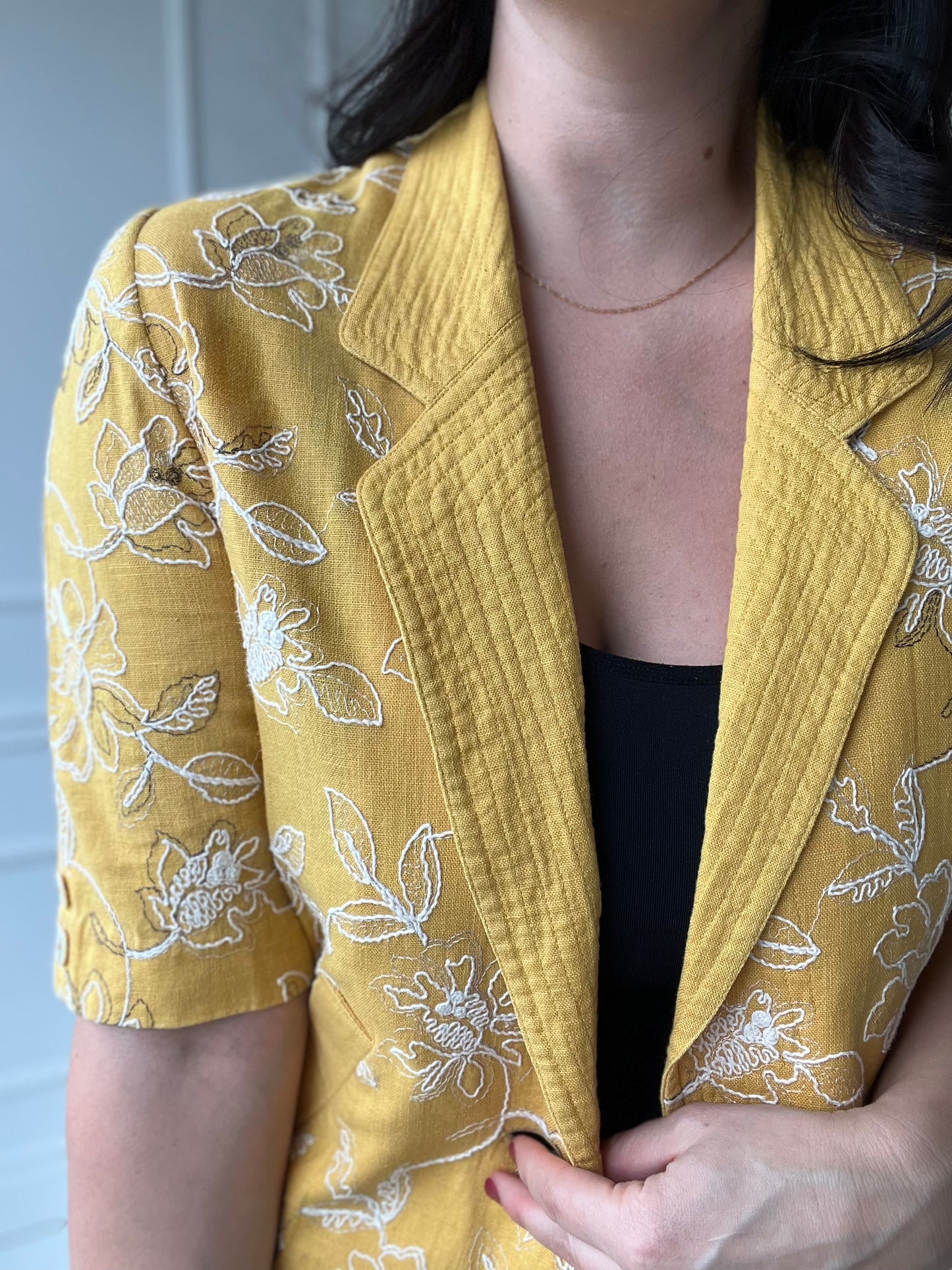 Yellow Embroidered Linen Top - Size M/L