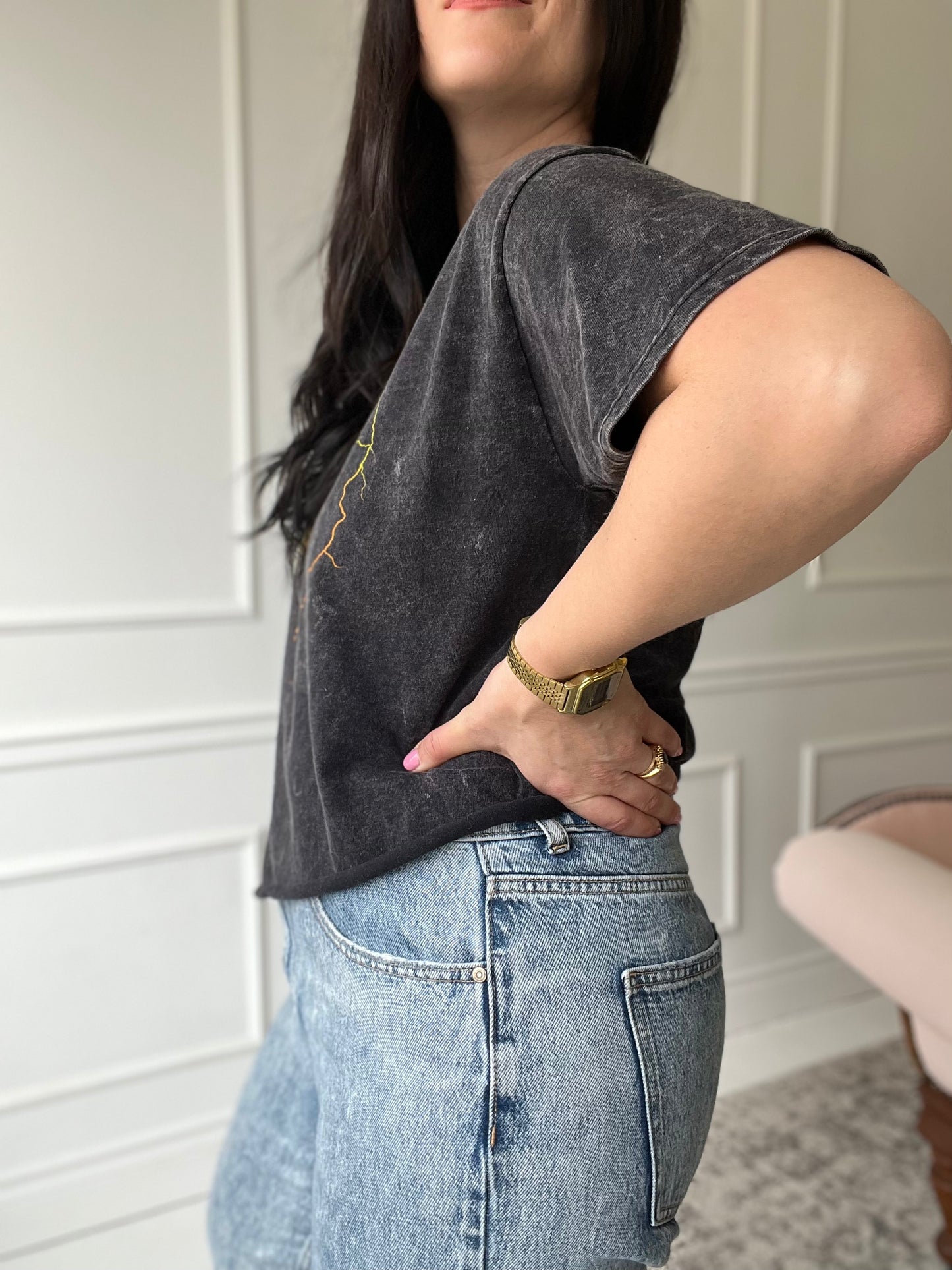 ACDC Acid Wash Band Tee - Size Womens L