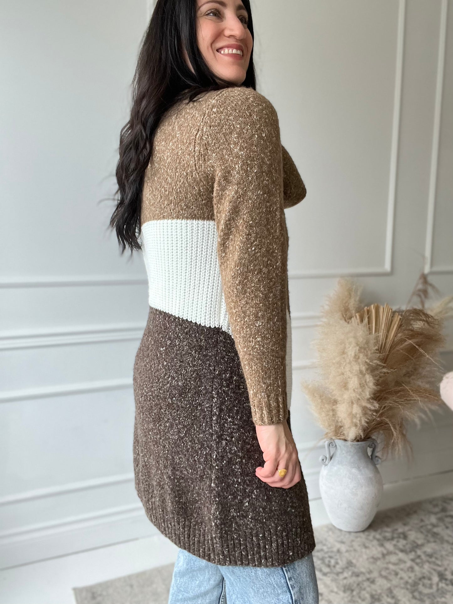 Tiered Neutral Cardigan Duster - Size M