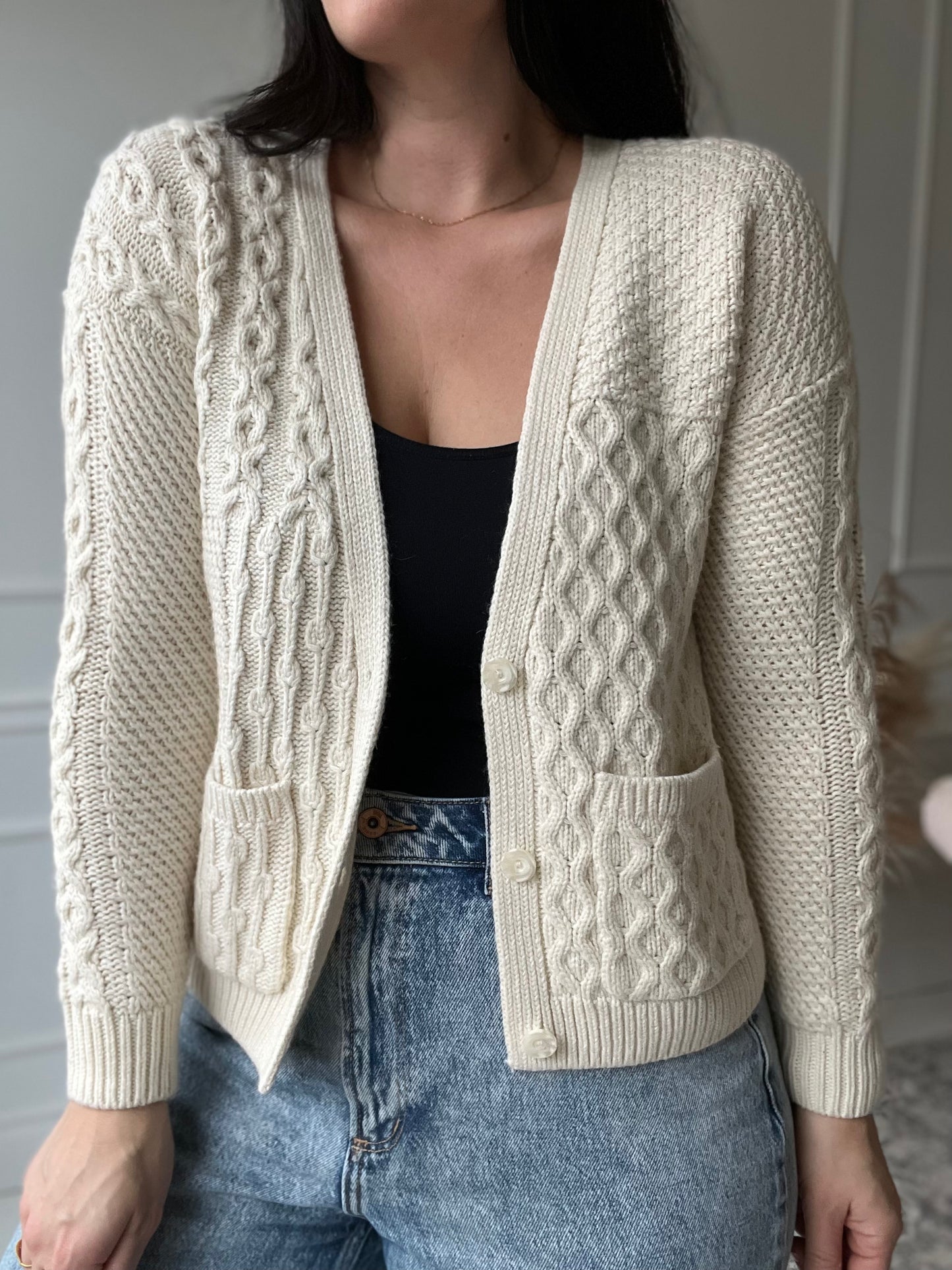 Creamy Detailed Cardigan - Size 4