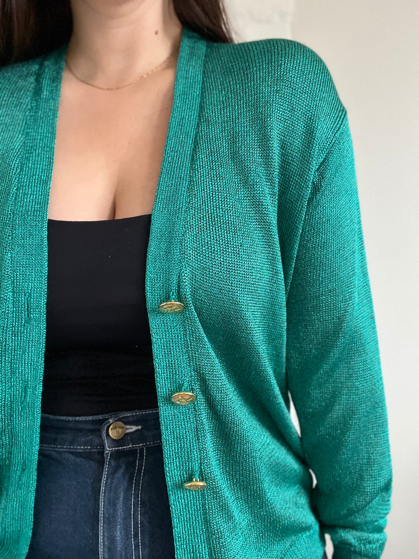 Shimmery Emerald Green Cardigan - M/L