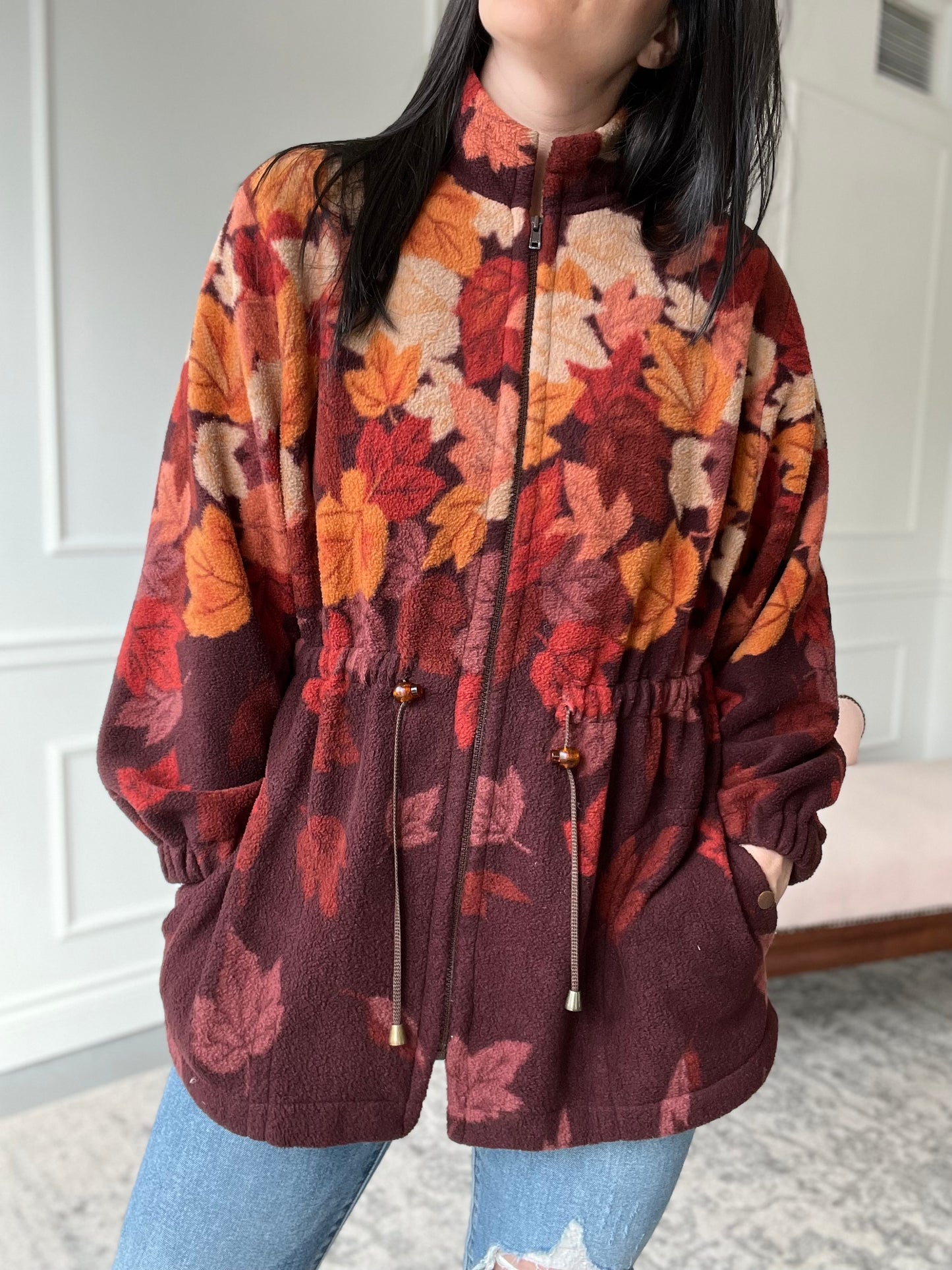 Fall Leaves Fleece Jacket - Size L