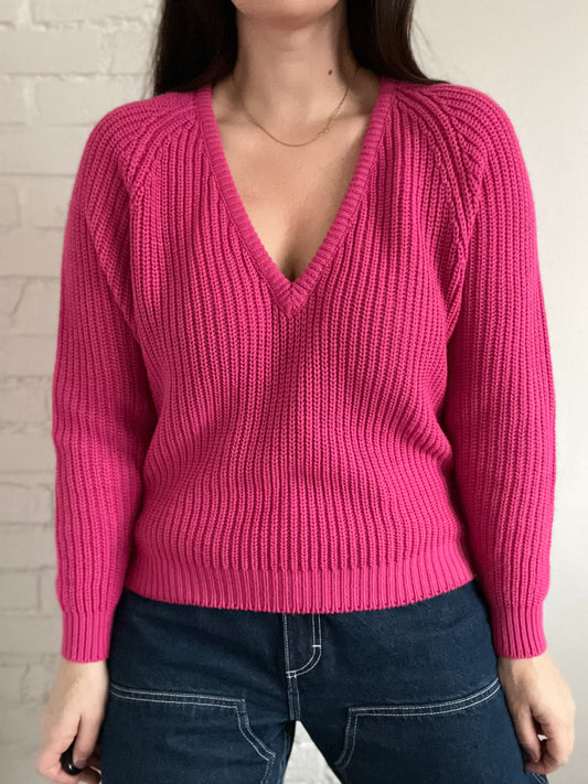 Hot Pink Deep "V" Knit - M