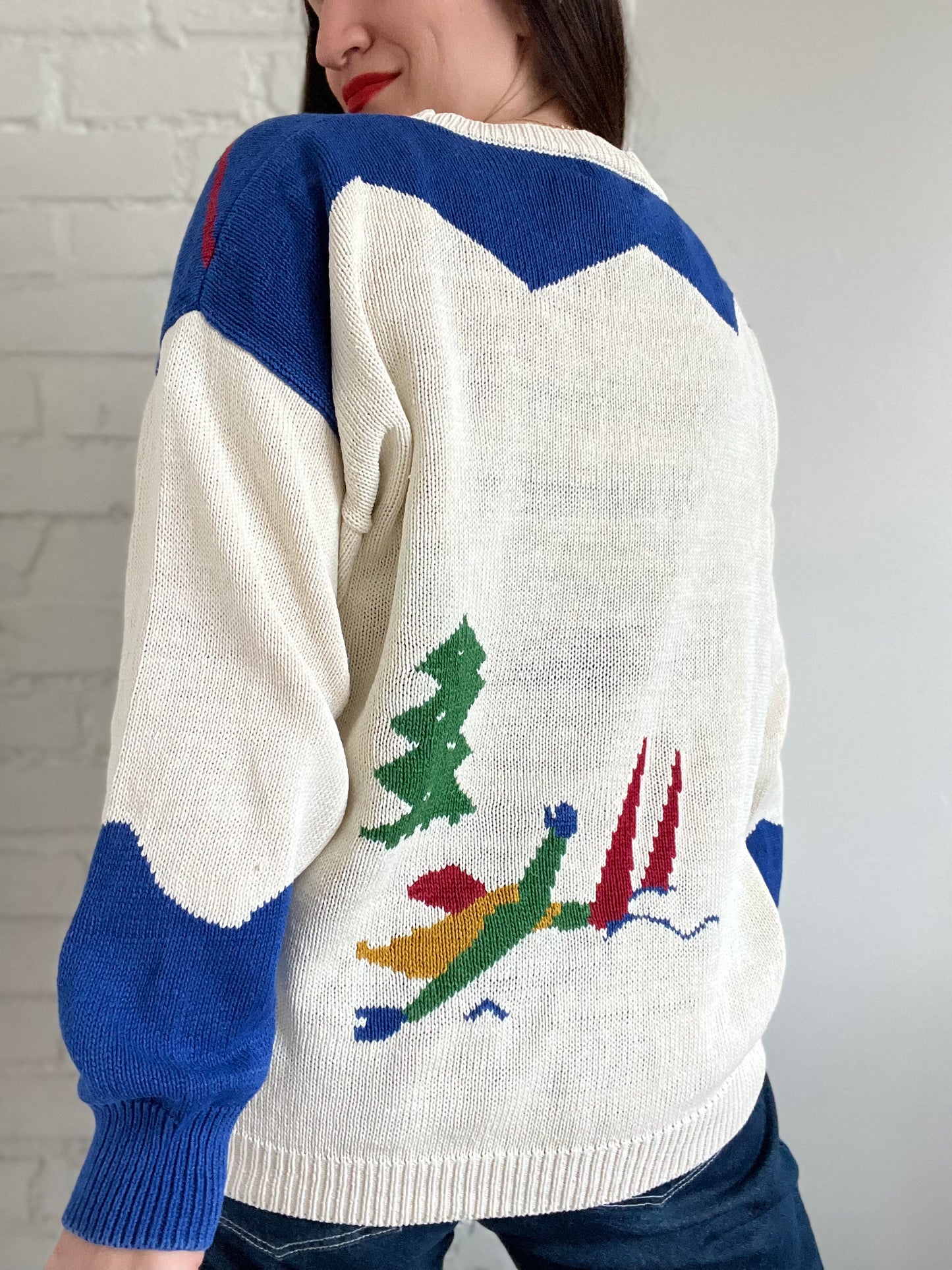 Vintage Ski Slope Knit Sweater - XL