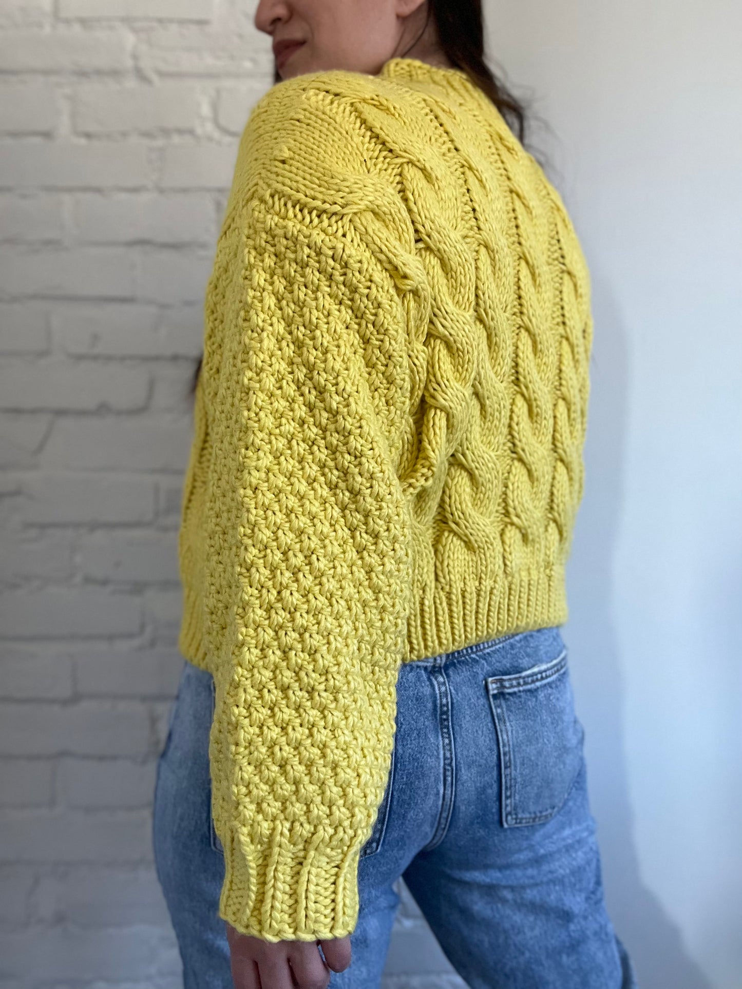 Sunshine Yellow Chunky Sweater - Size L