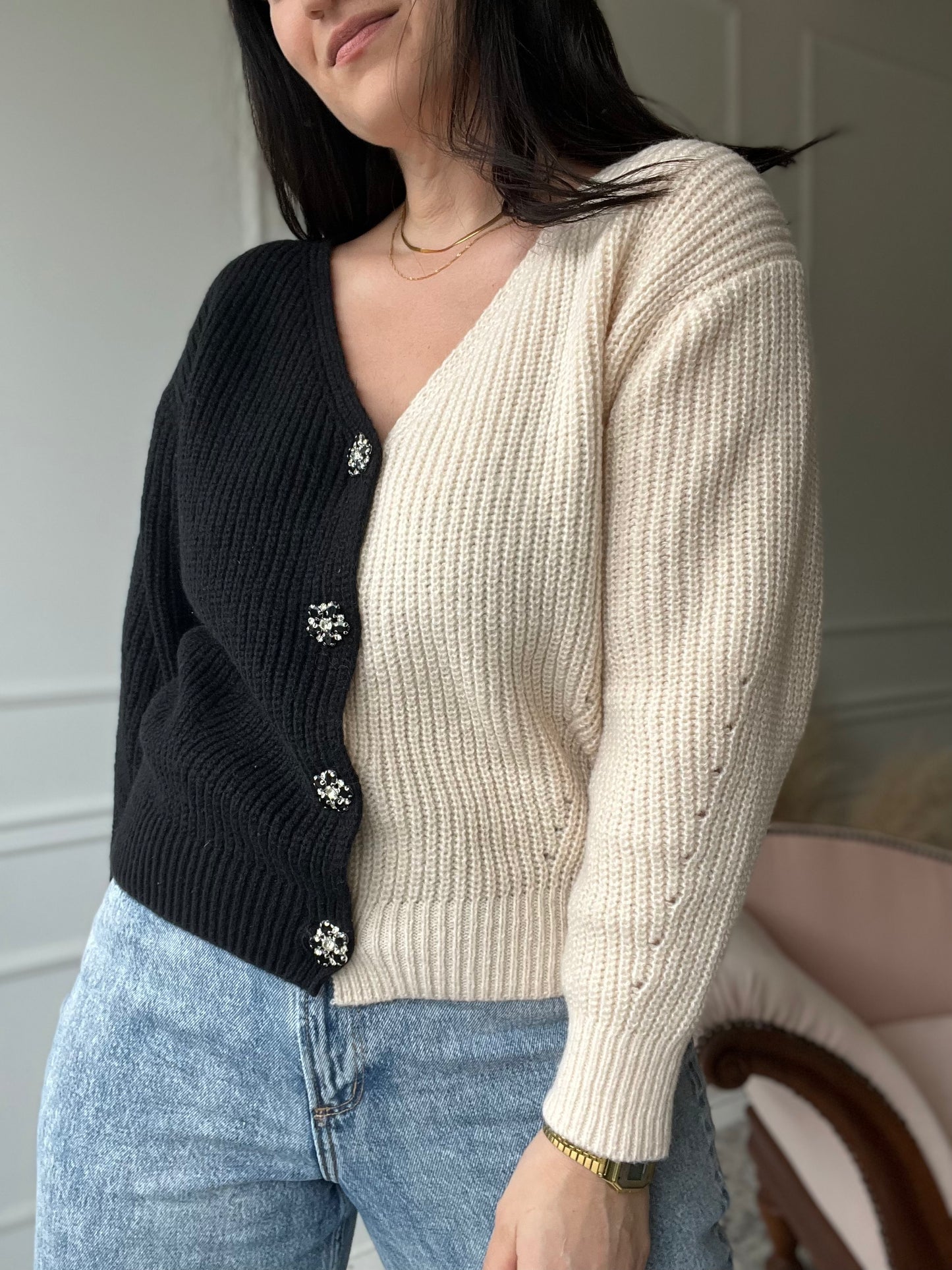 Half & Half Knit Sweater - Size M