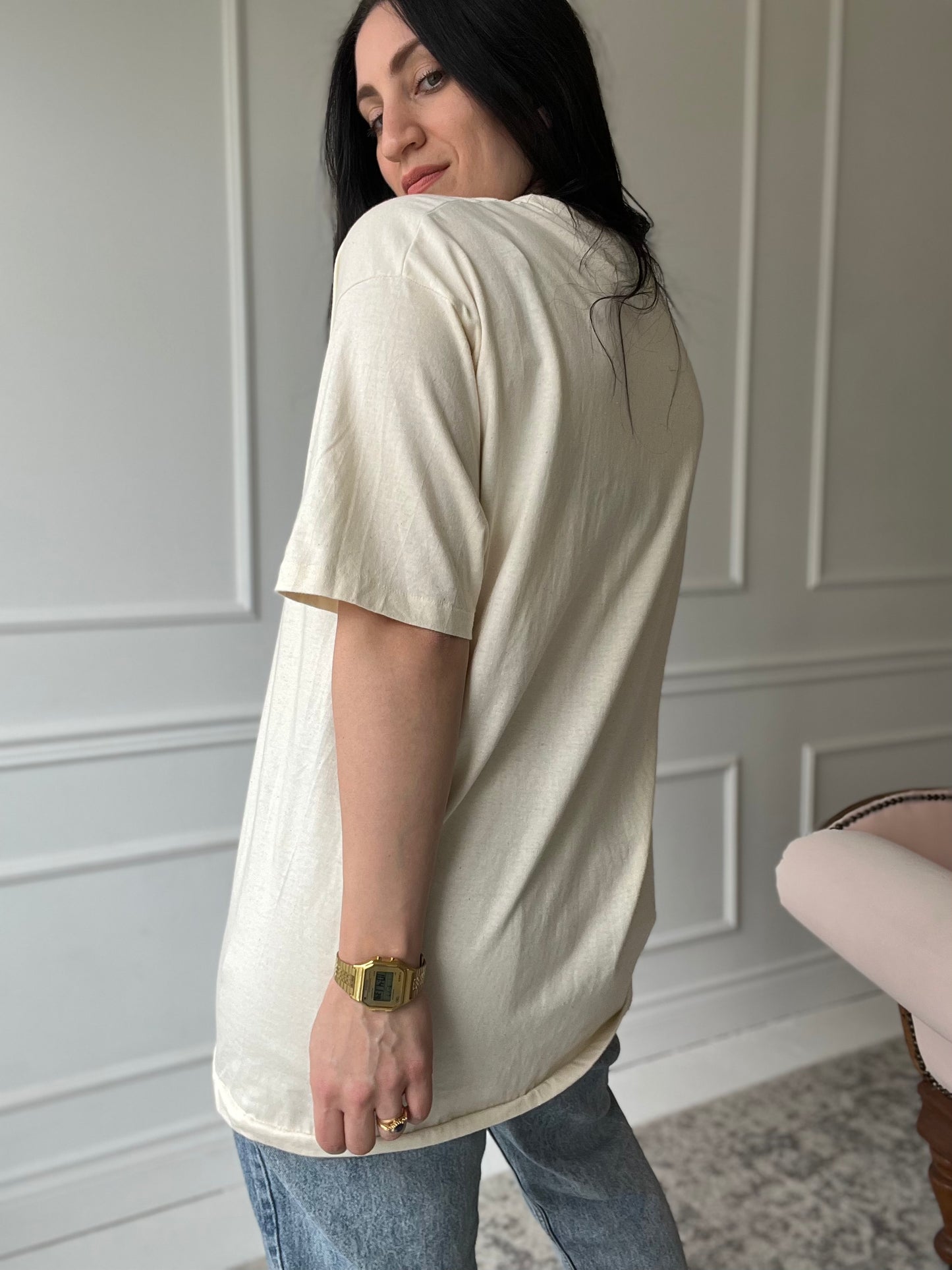 Vintage Beefy-T Hanes Oatmeal T-Shirt  - Size Mens XL