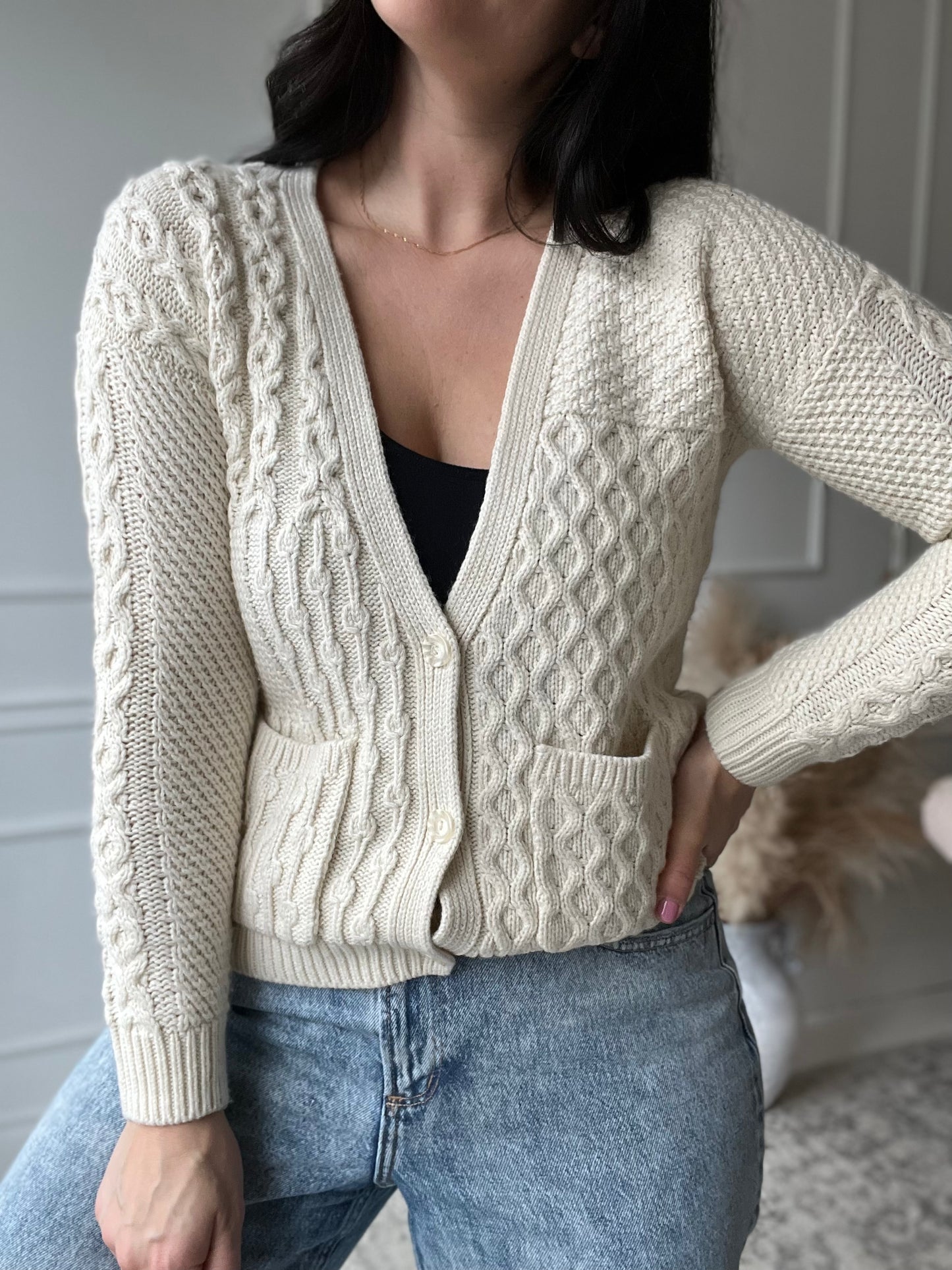 Creamy Detailed Cardigan - Size 4