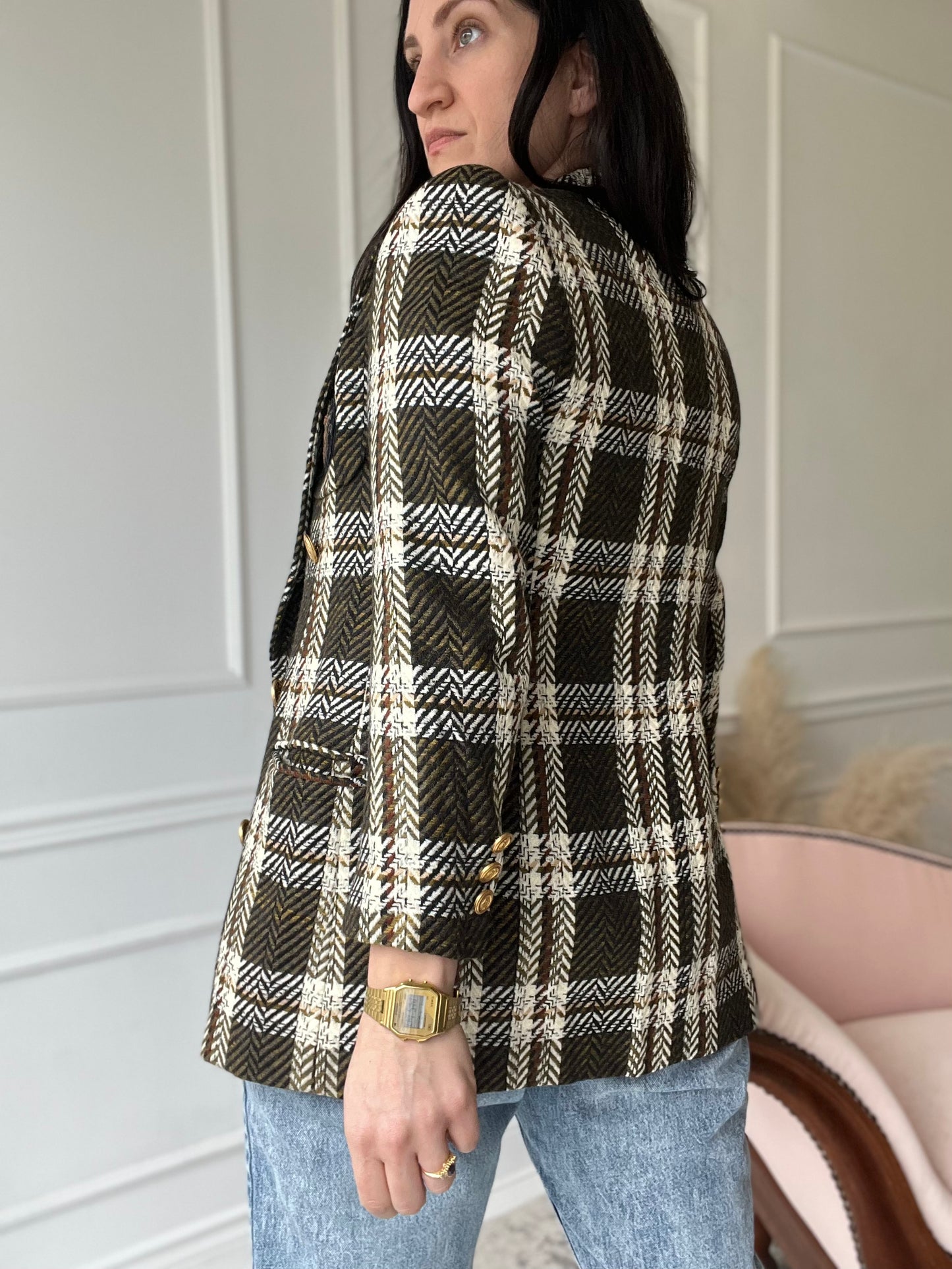 Vintage St. Sophia Paris Tweed Crest Blazer - Size M