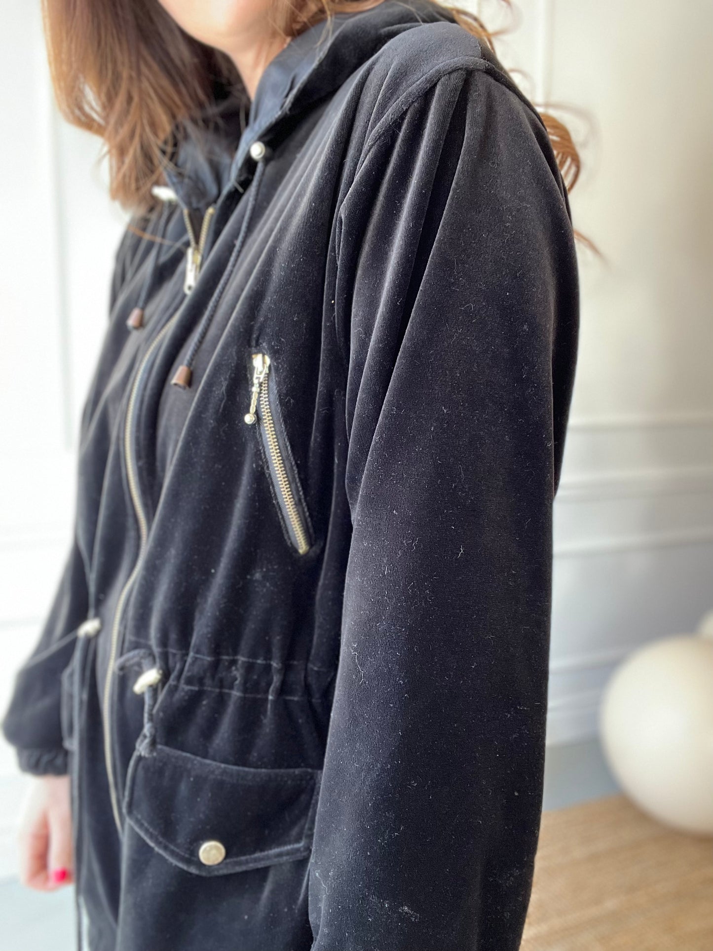 Black Velvet Track Jacket  - Size L