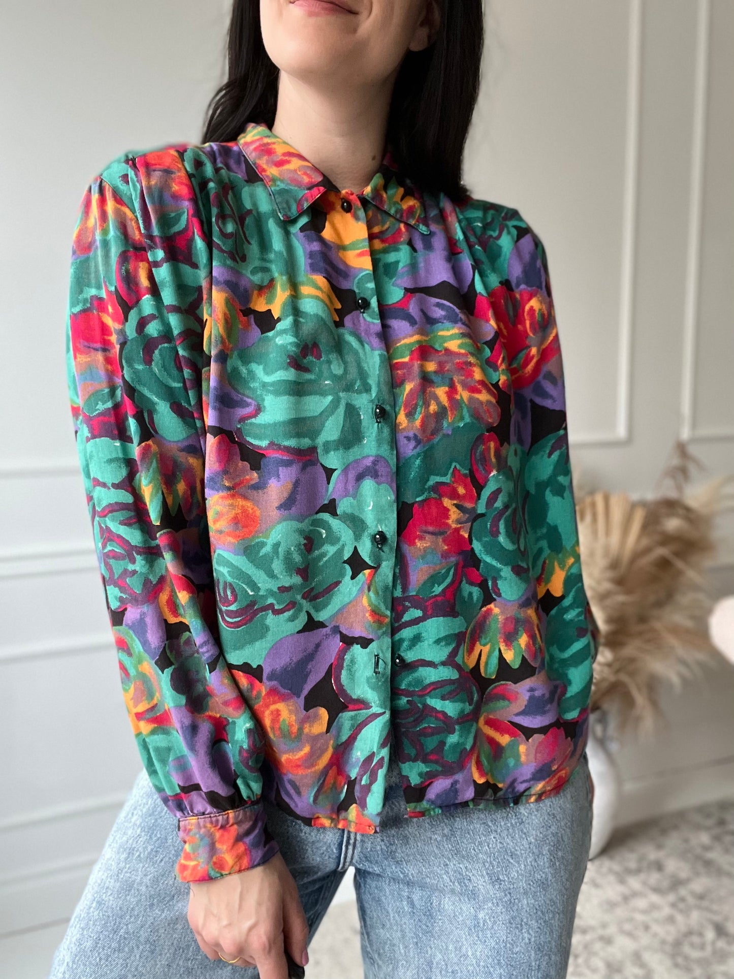 Watermark Floral Bold Blouse - Size XL