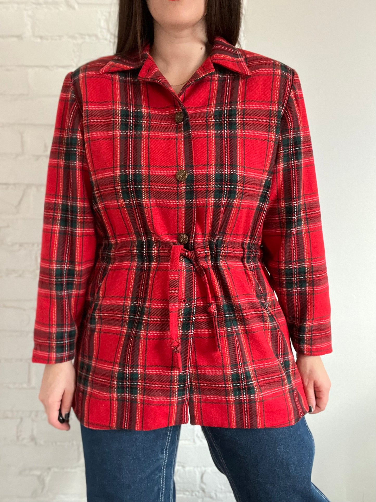 Vintage Festive Plaid Jacket - L