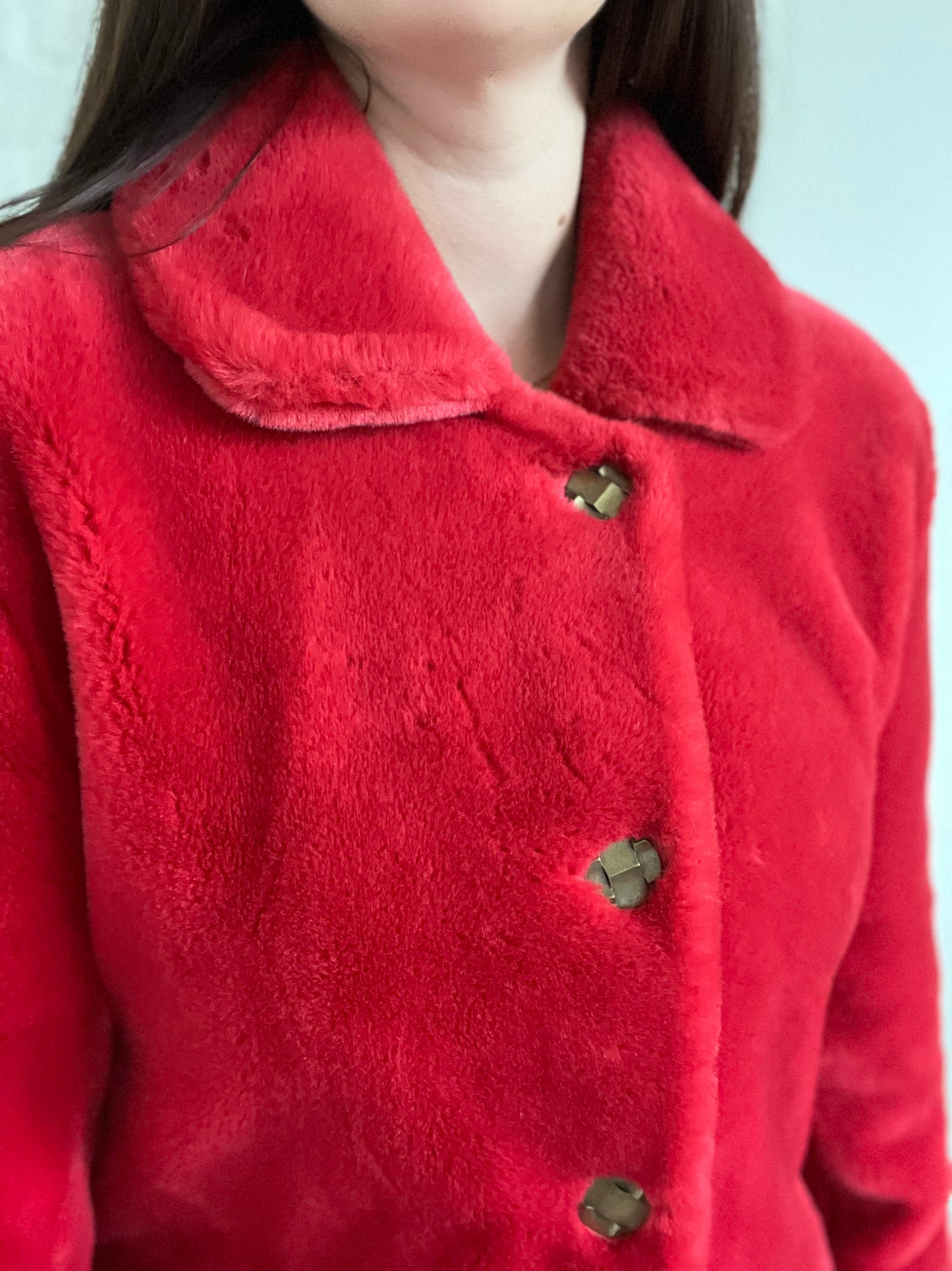 Faux Fur Cherry Red Jacket - M/L