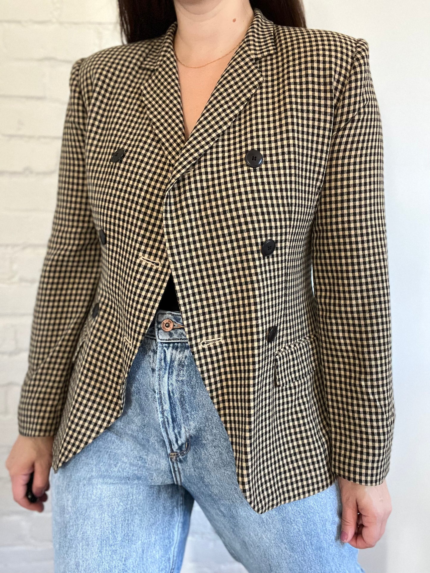 Vintage Holt Renfrew Gingham Blazer - Size 6