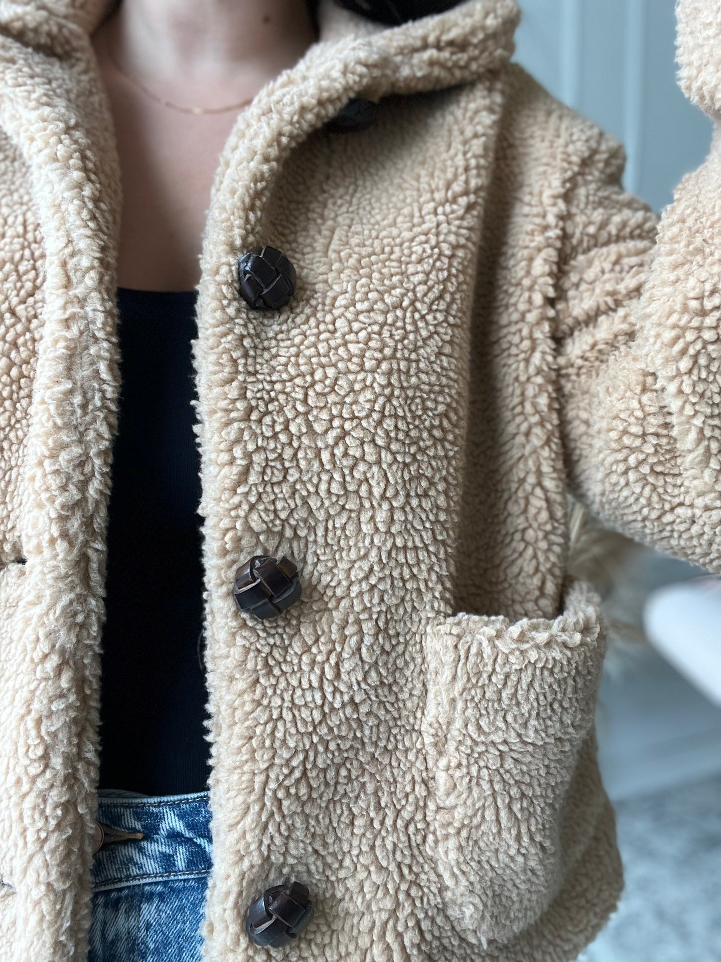 Neutral Teddy Vintage Jacket - Size S