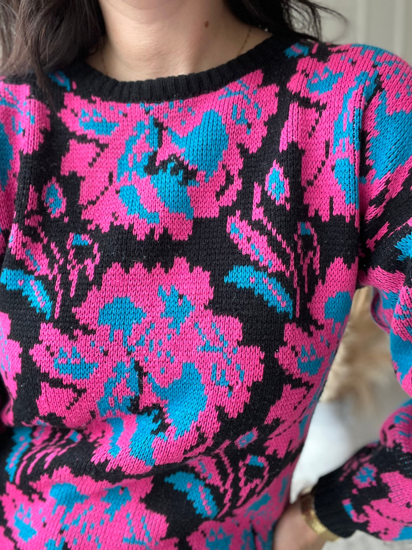 Hot Pink Abstract Knit - Size S/M