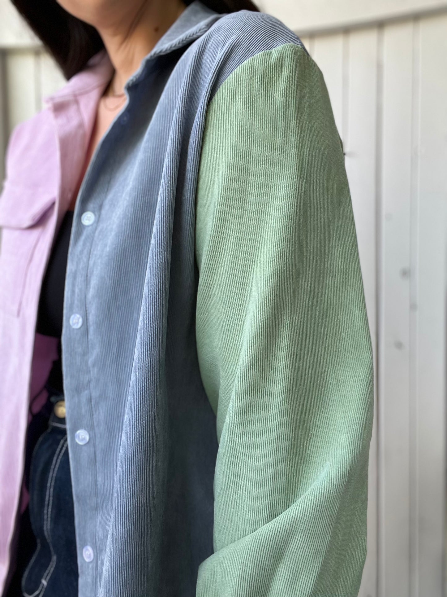 Colour Block Cord Button Up - Size M/L