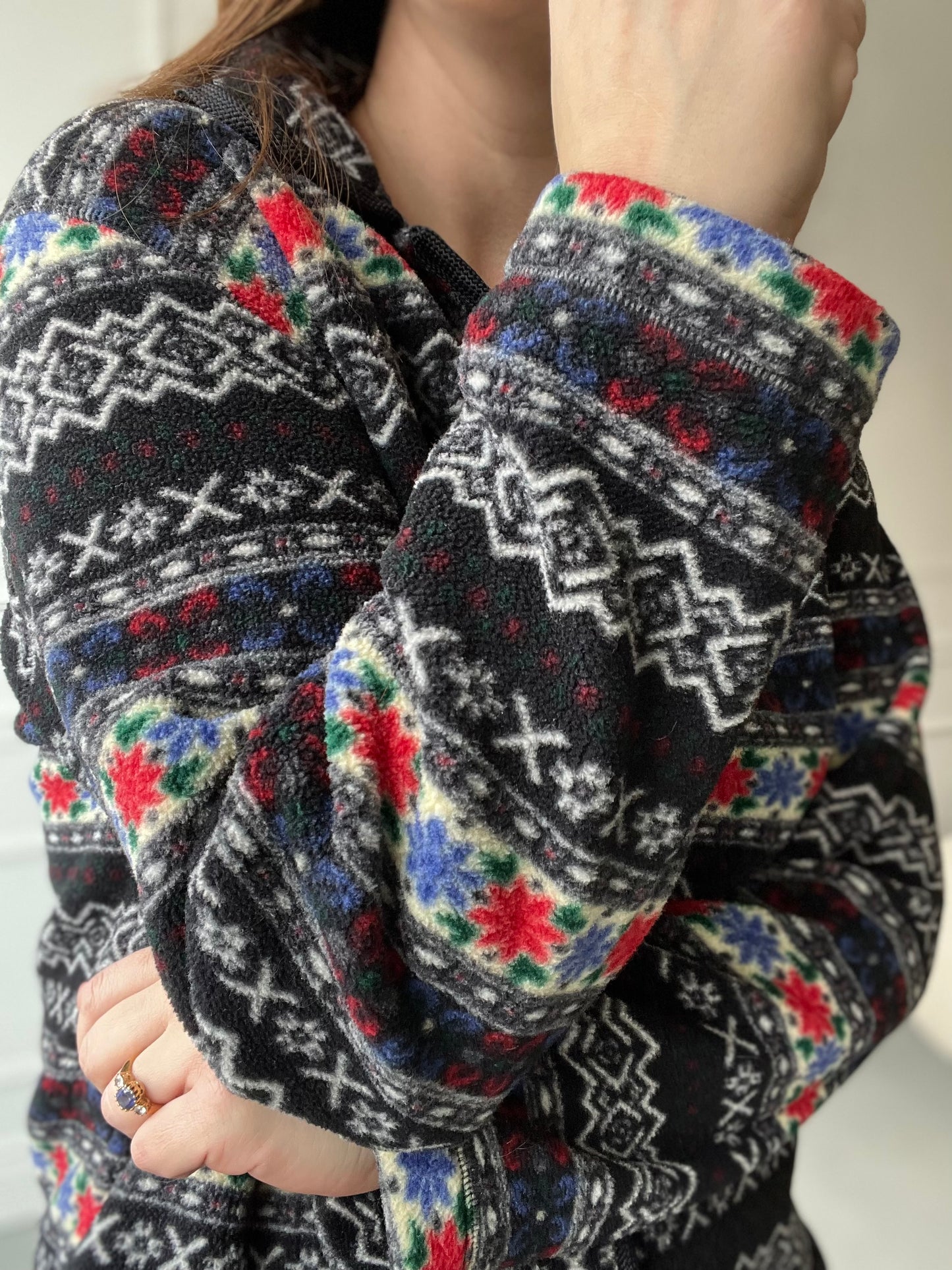 Abstract Vintage Floral Fleece - Size L