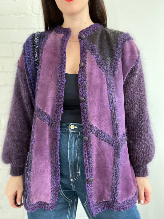 Sugar Plum Suede Knit Jacket - L