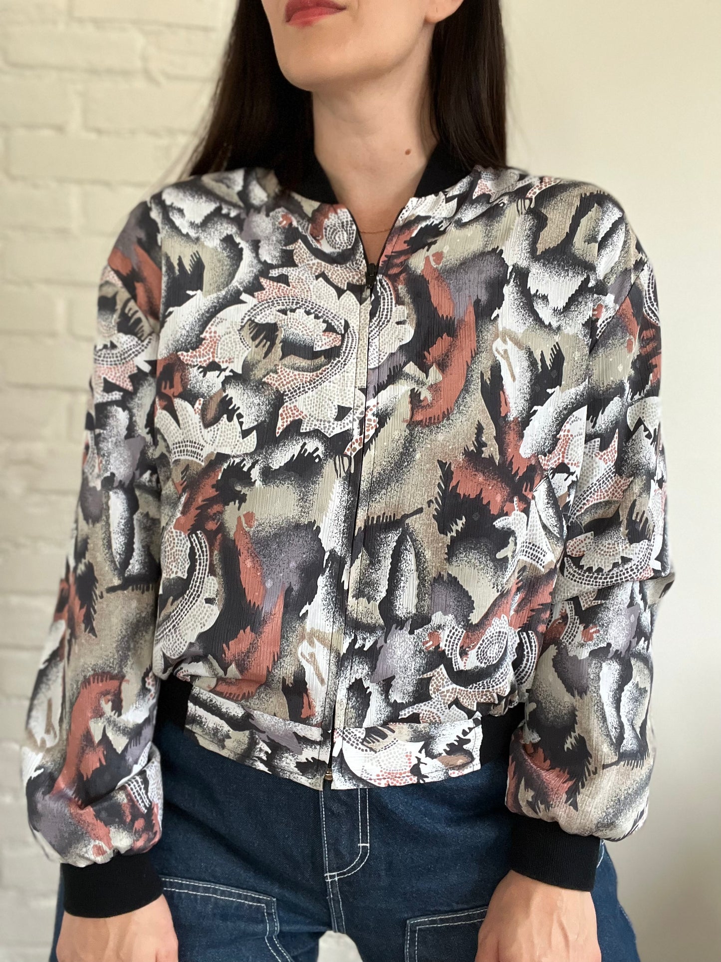 Multi-Colour Silky Bomber Jacket - Size M