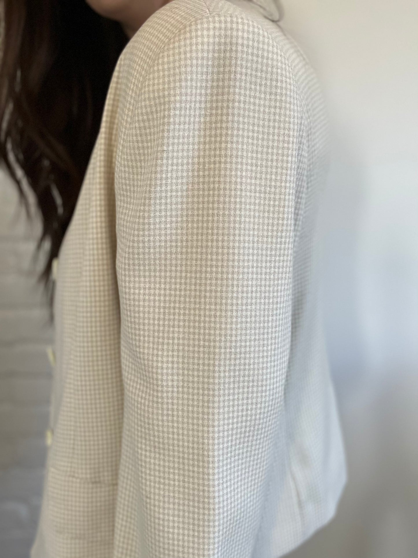 Neutral Gingham Blazer - Size XL