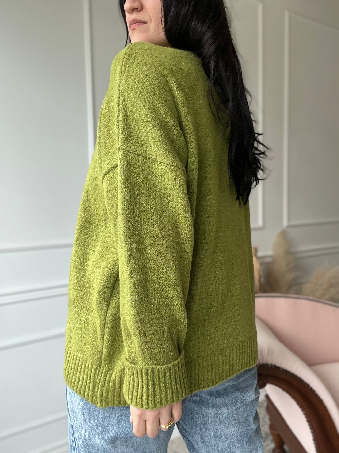 Oversized Moss Green Sweater - Size XL