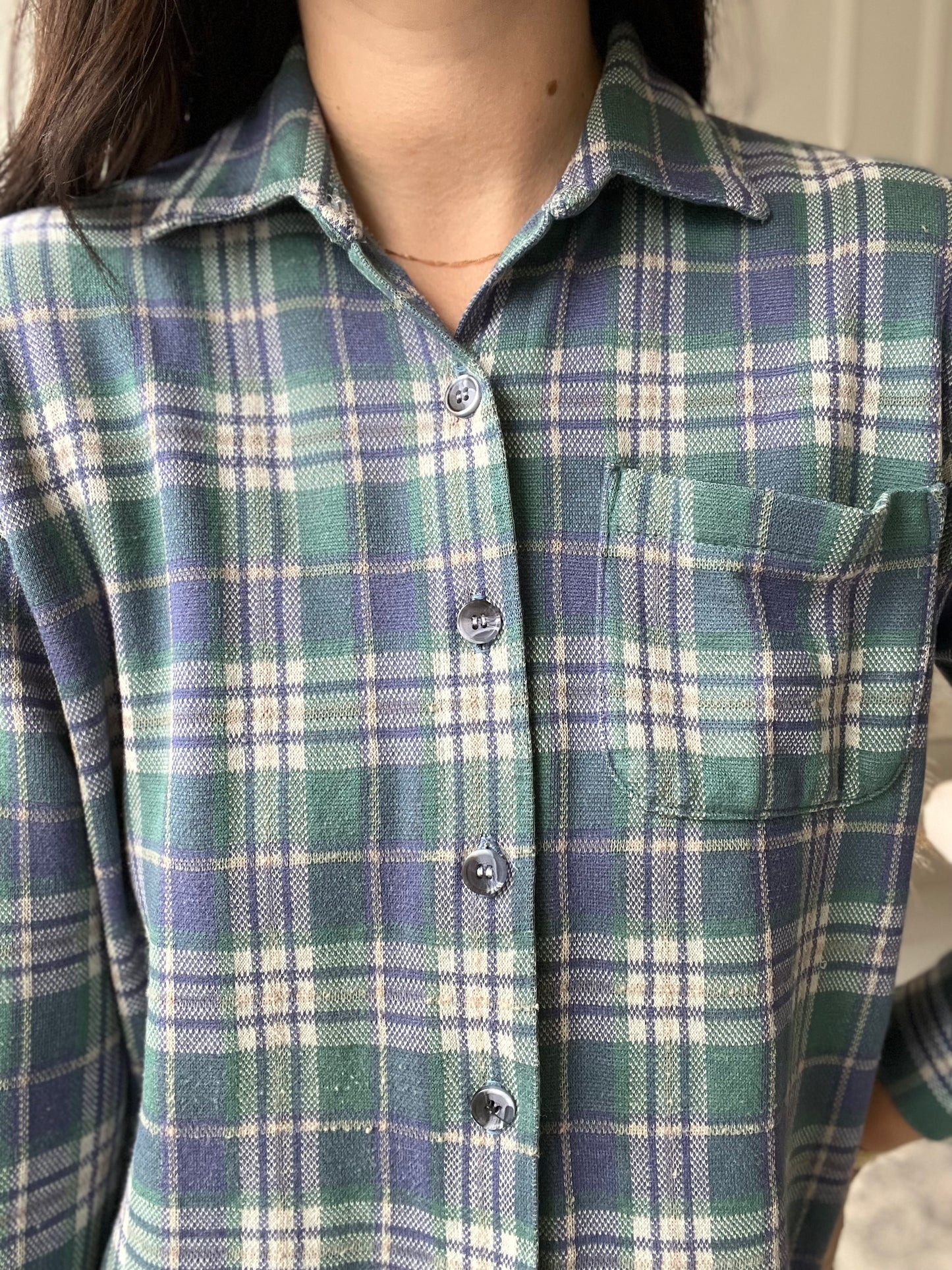 Lavender & Sage Plaid Top - Size M Petite