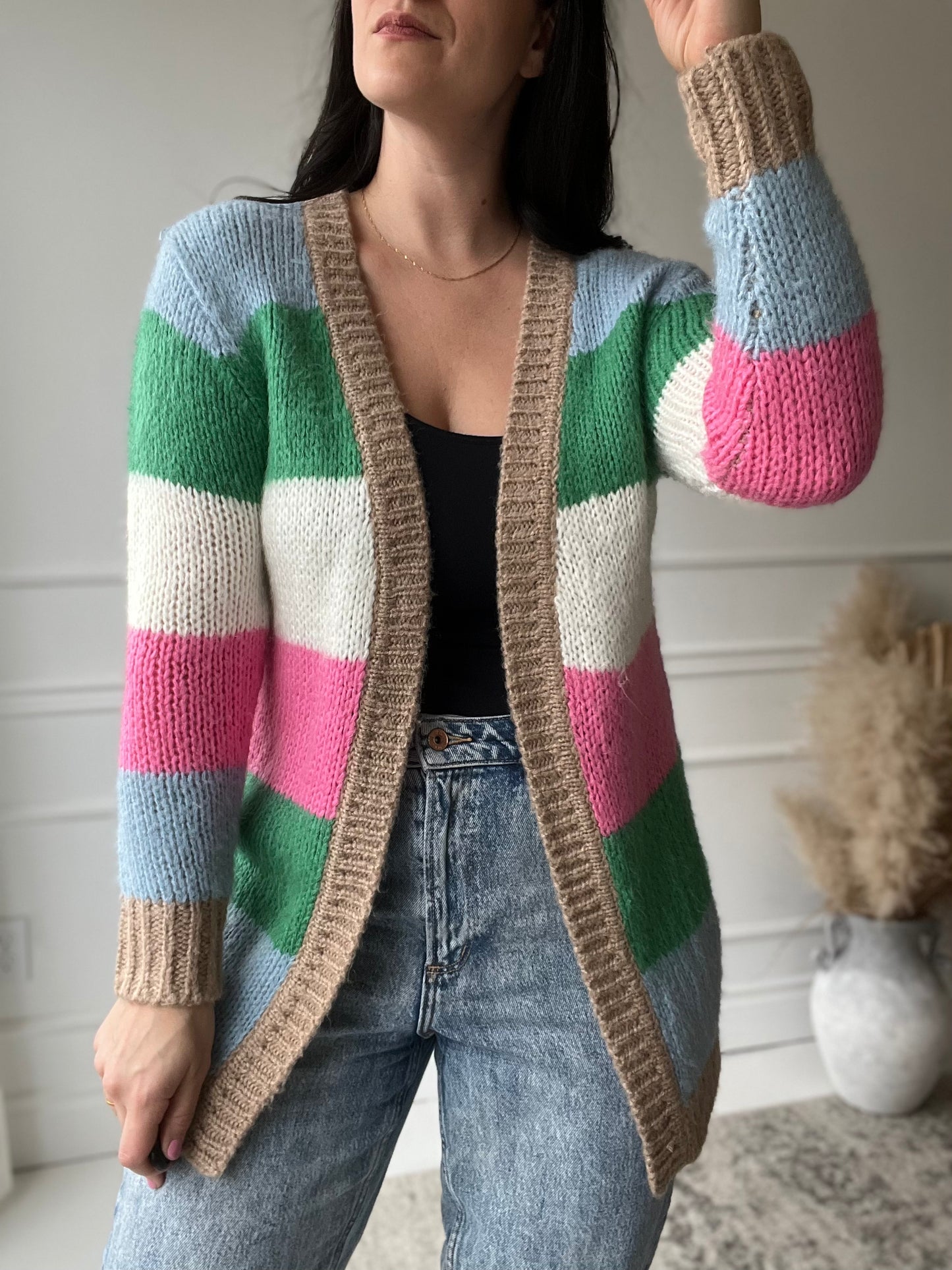 Chunky Striped Cardigan - Size S