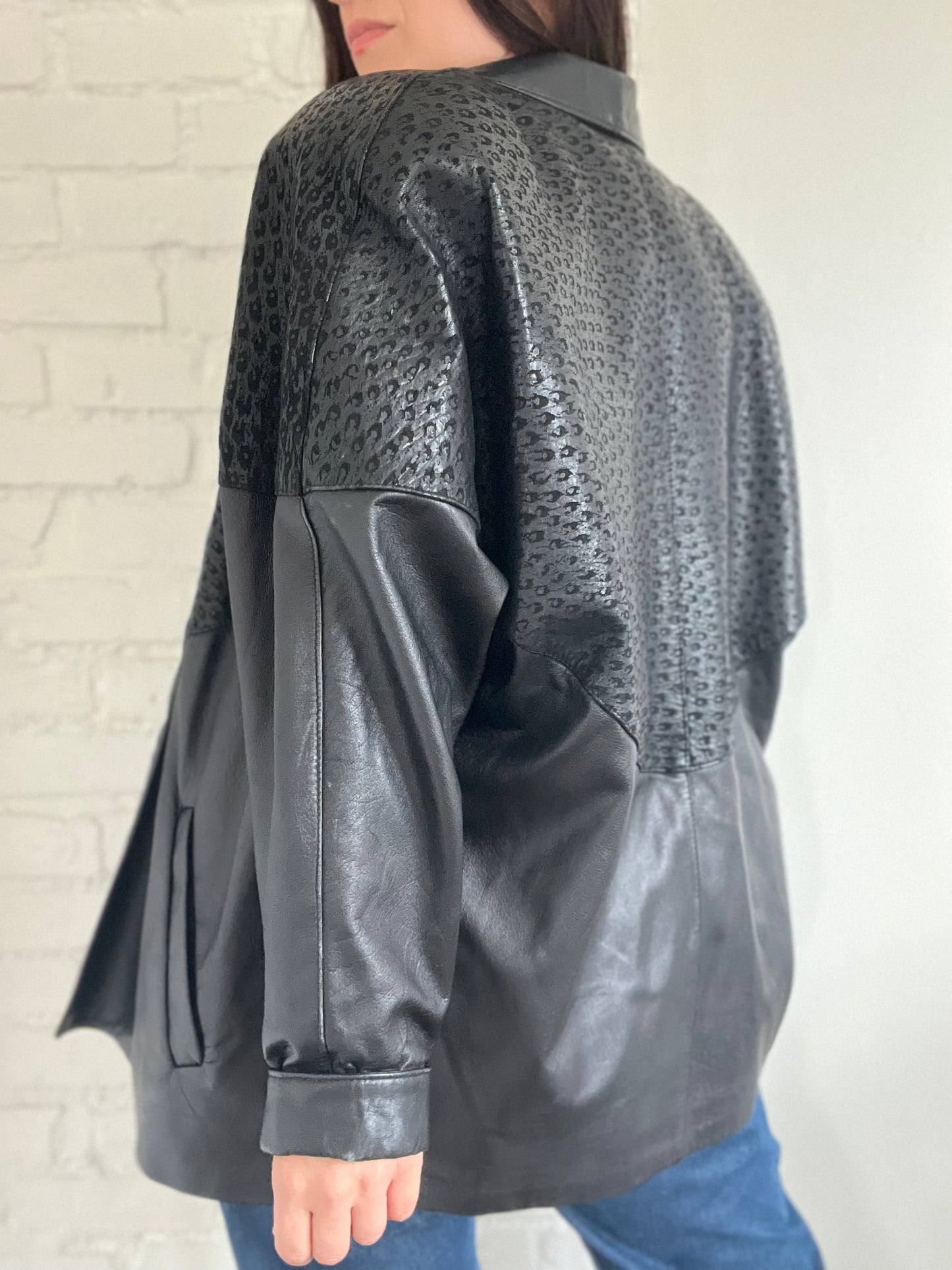 Vintage 100% Leather Topper Jacket - Size L/XL