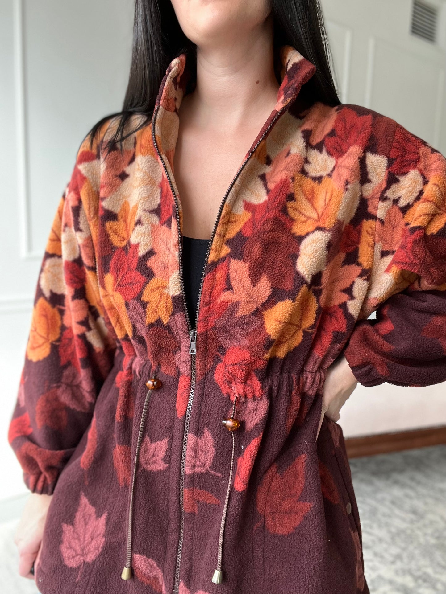 Fall Leaves Fleece Jacket - Size L
