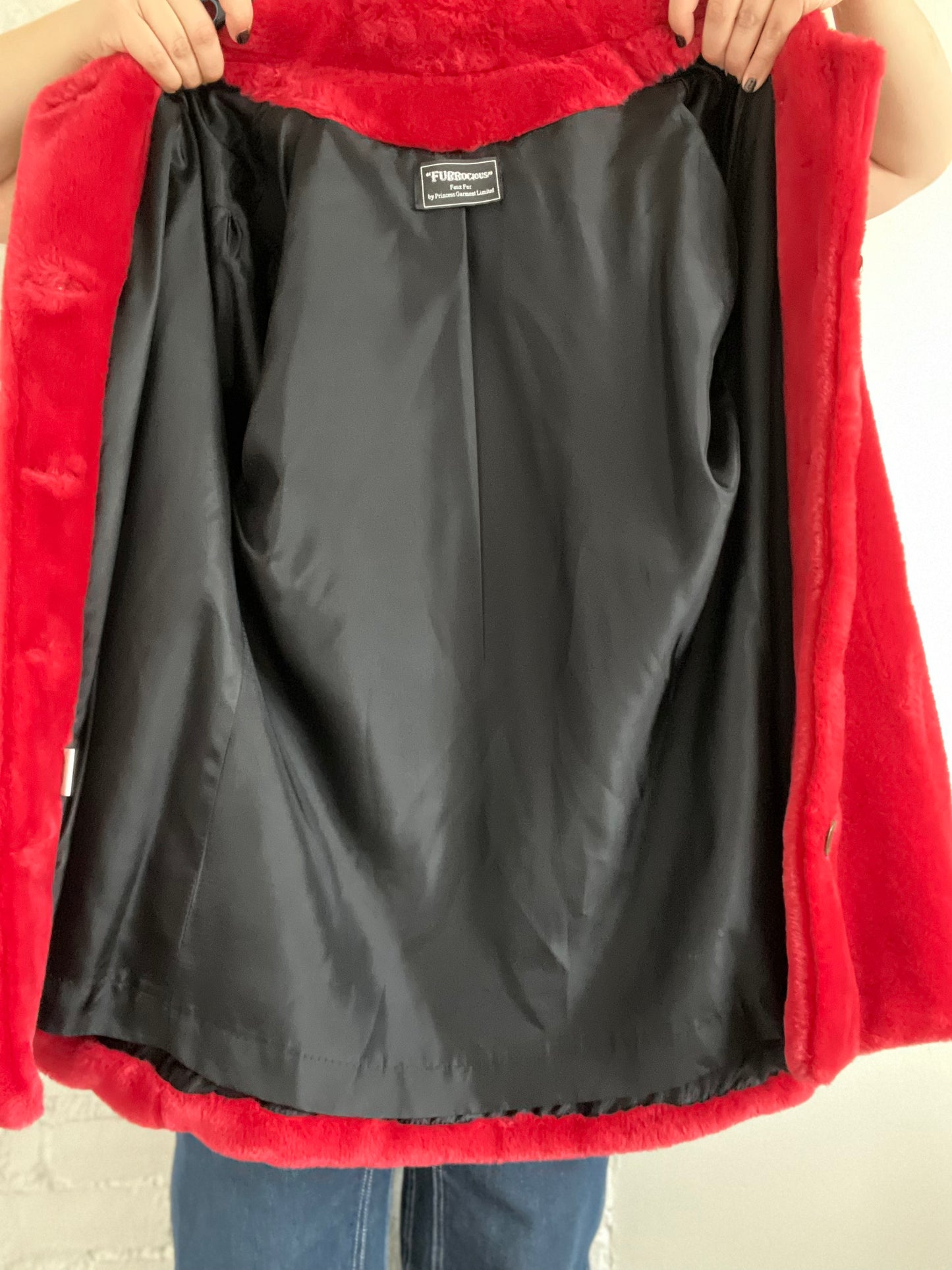 Faux Fur Cherry Red Jacket - M/L