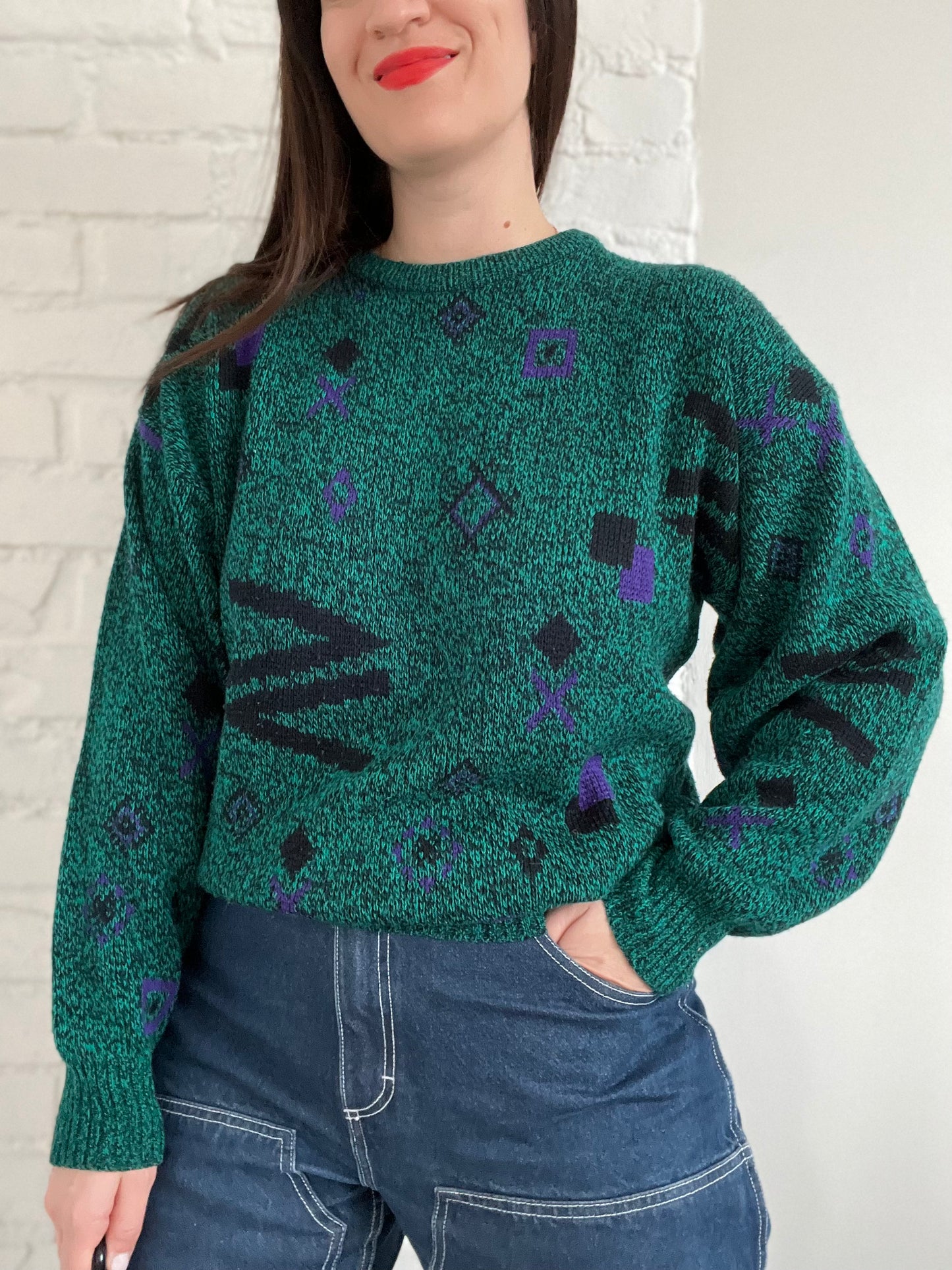 90s Retro Knit Sweater - L