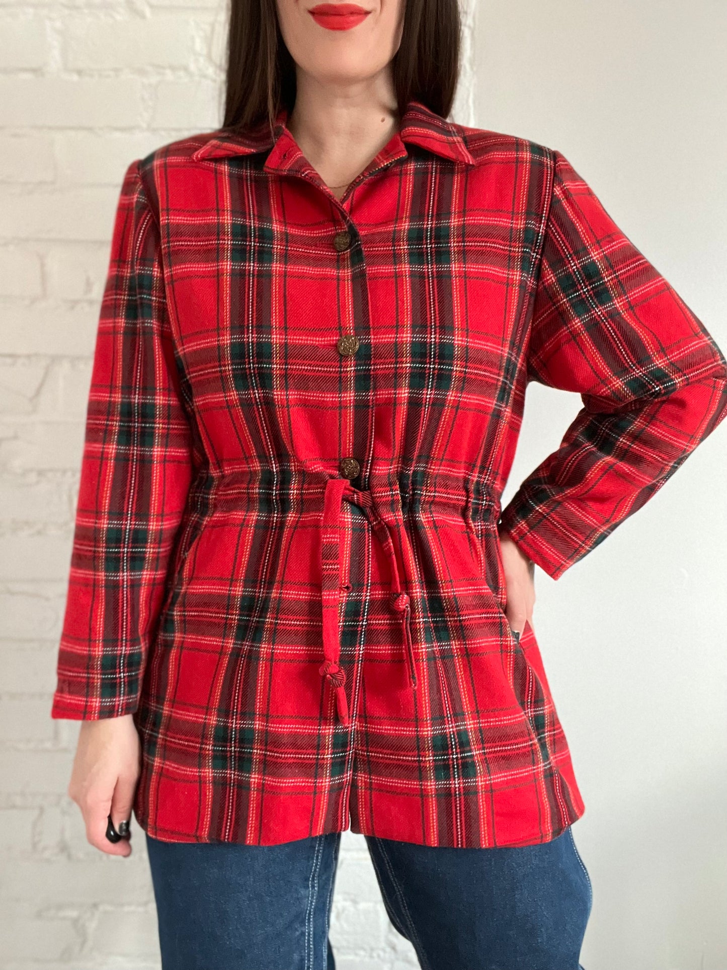 Vintage Festive Plaid Jacket - L