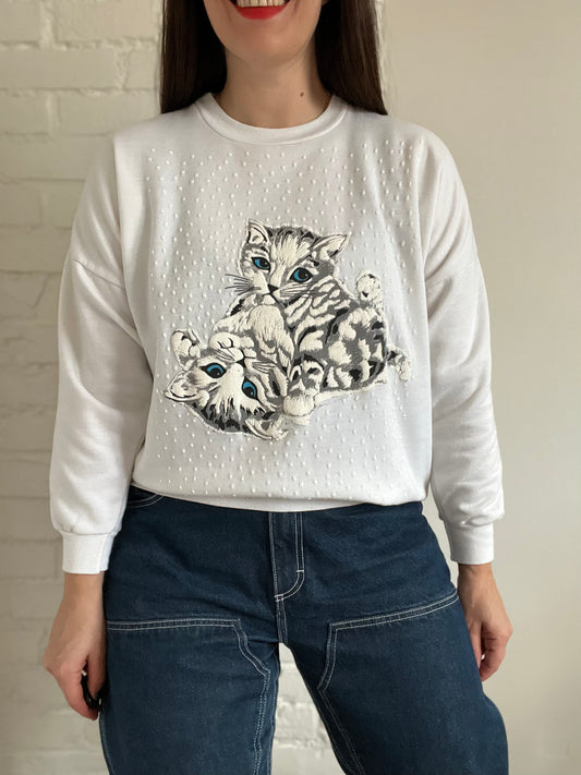 Snowy Kittens Sweater - S