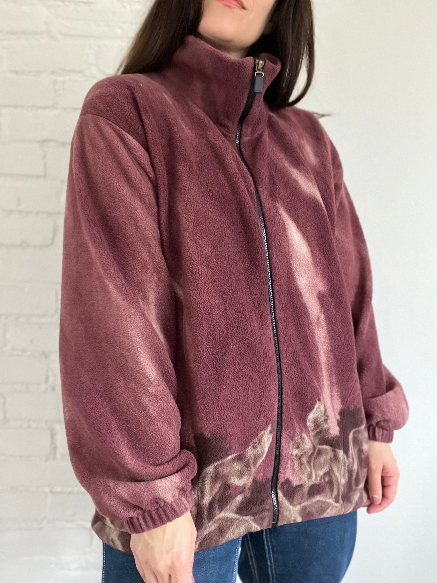 Night Sky Wolf Fleece Jacket  - Size XL