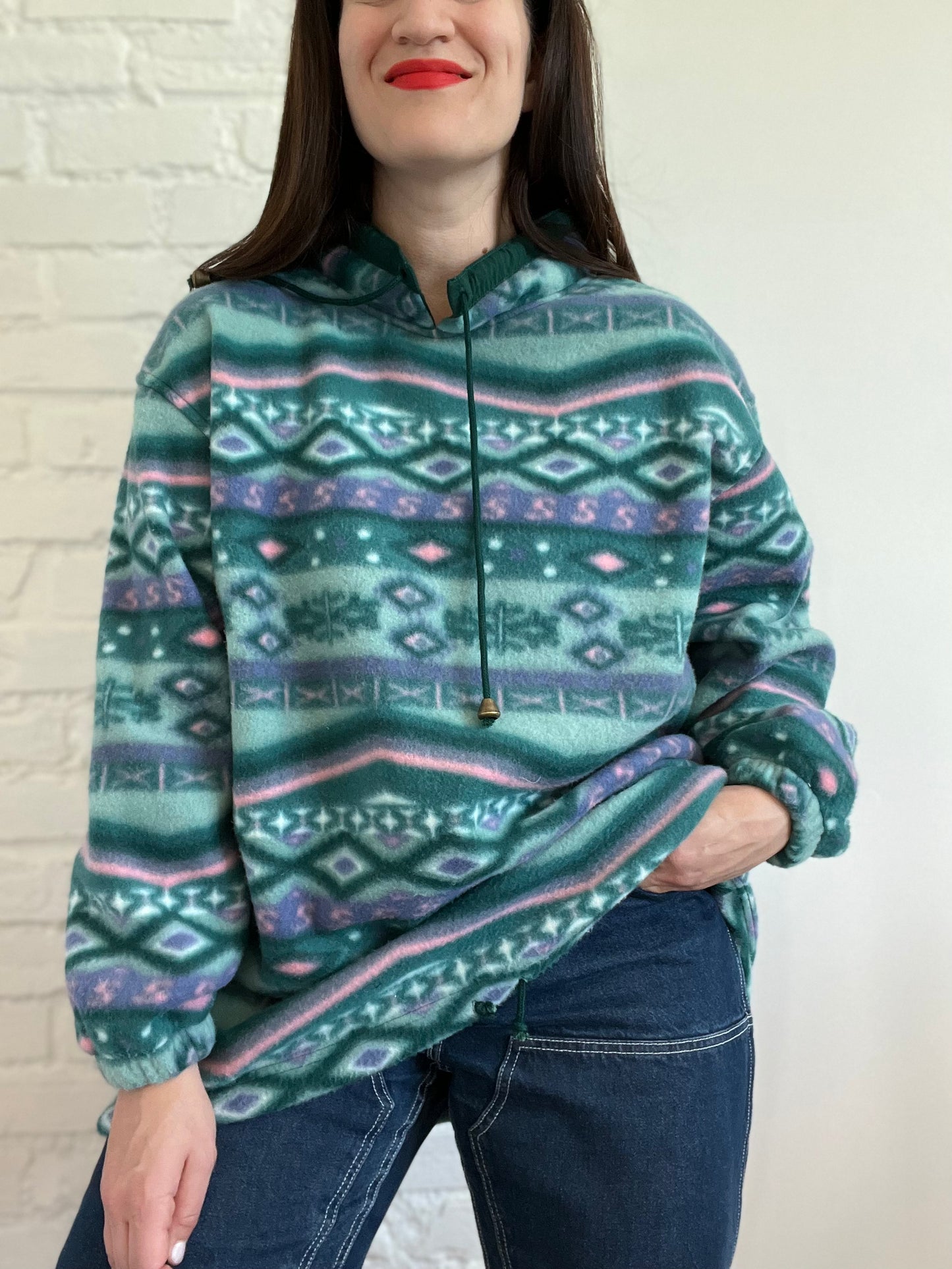 90s Retro Turquoise Fleece - XL/XXL