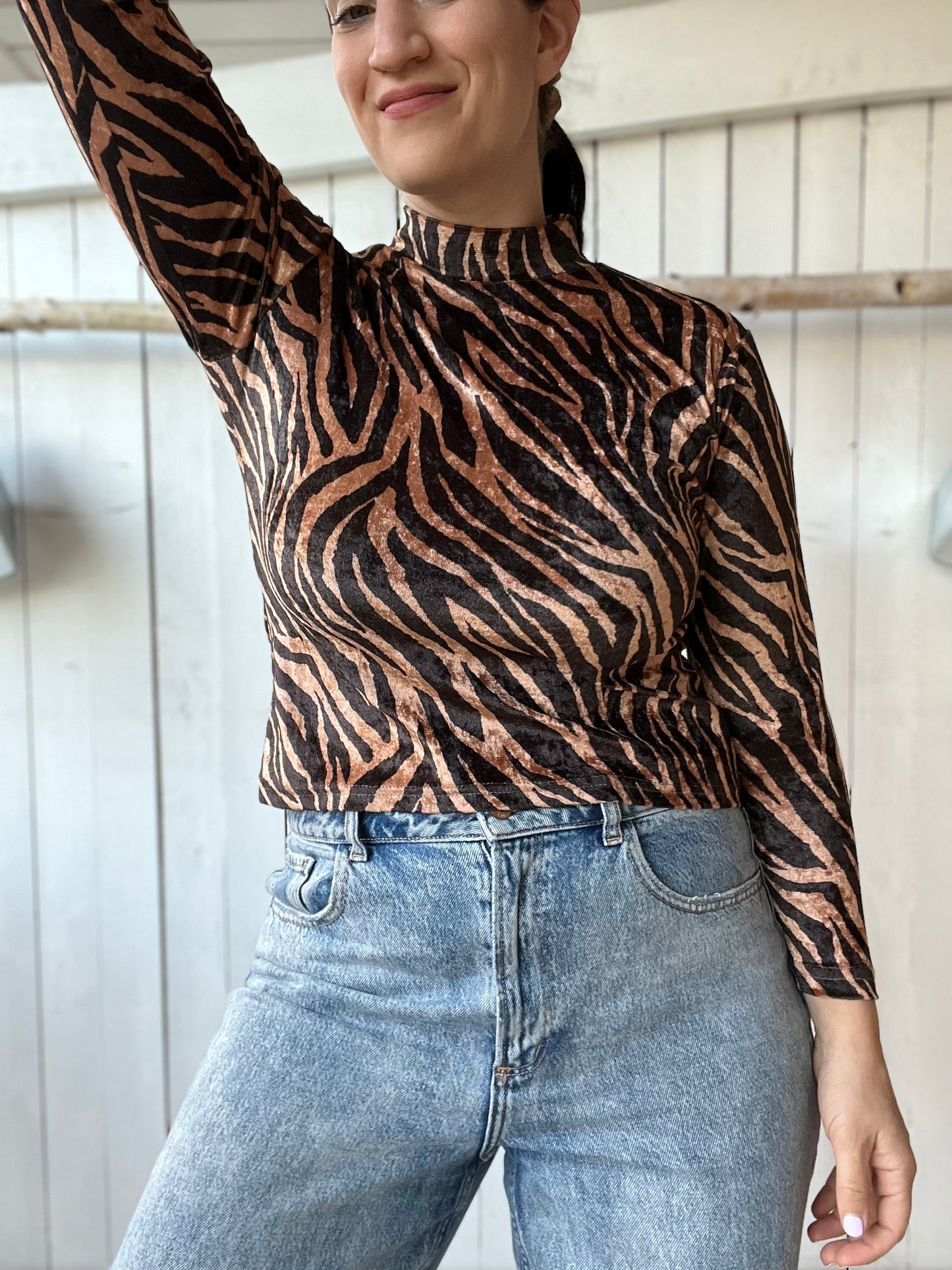 Velvet Zebra Crop Top - Size S