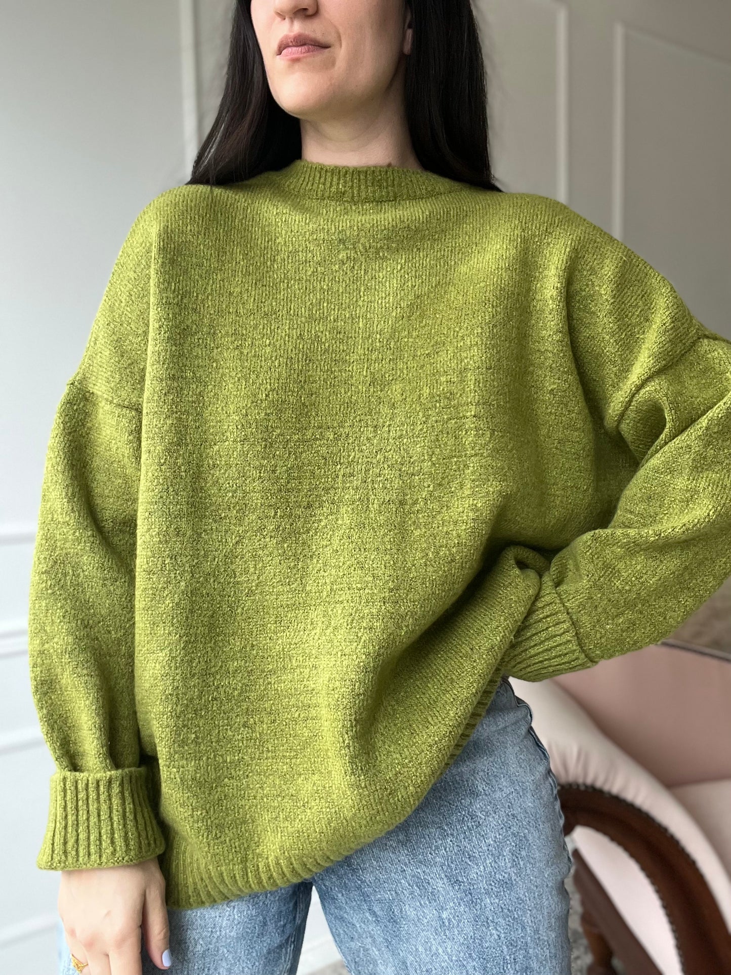 Oversized Moss Green Sweater - Size XL