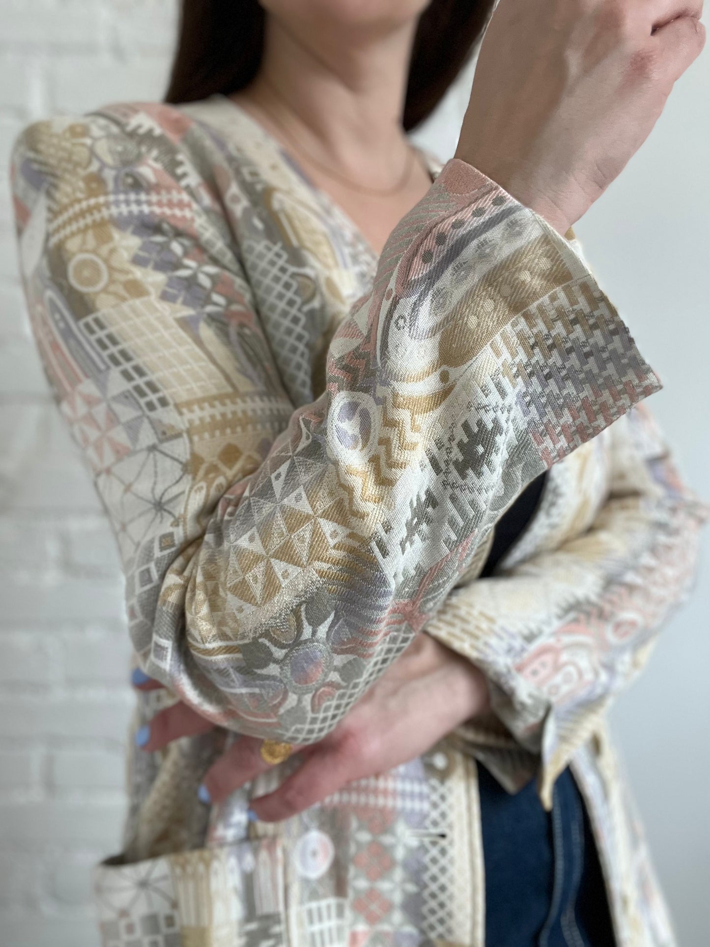 Geometric Pastel Vintage Blazer - L